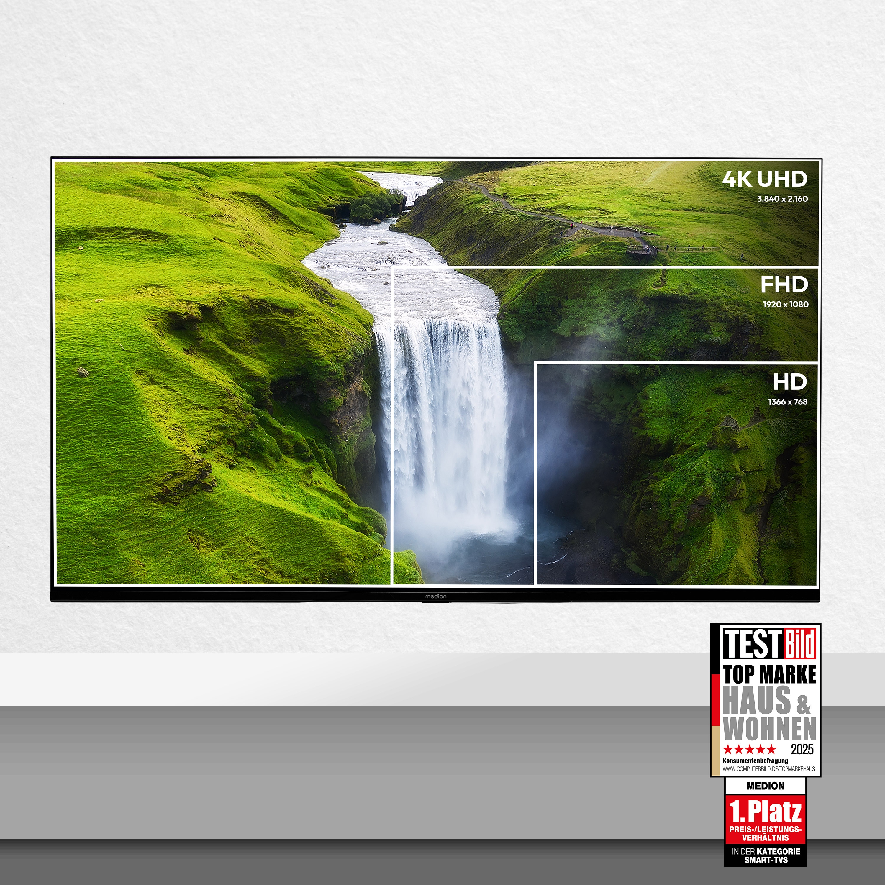 MEDION® LIFE® X8502501 (MD 850300) LCD Smart-TV, 125,7 cm (50'') Ultra HD Display, HDR, Dolby Vision®, MEMC, PVR ready, VIDAA App Store, NETFLIX, Disney+, Paramount+ & Amazon Prime Video App, Bluetooth®, DTS X, Dolby Atmos®, HD Triple Tuner