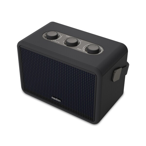 MEDION® LIFE BXO-1 Bluetooth® Lautsprecher schwarz, 2 x 15W RMS, integrierter Akku mit bis zu 15 Stunden Laufzeit, Bluetooth® 5.3, robustes & mobiles Design