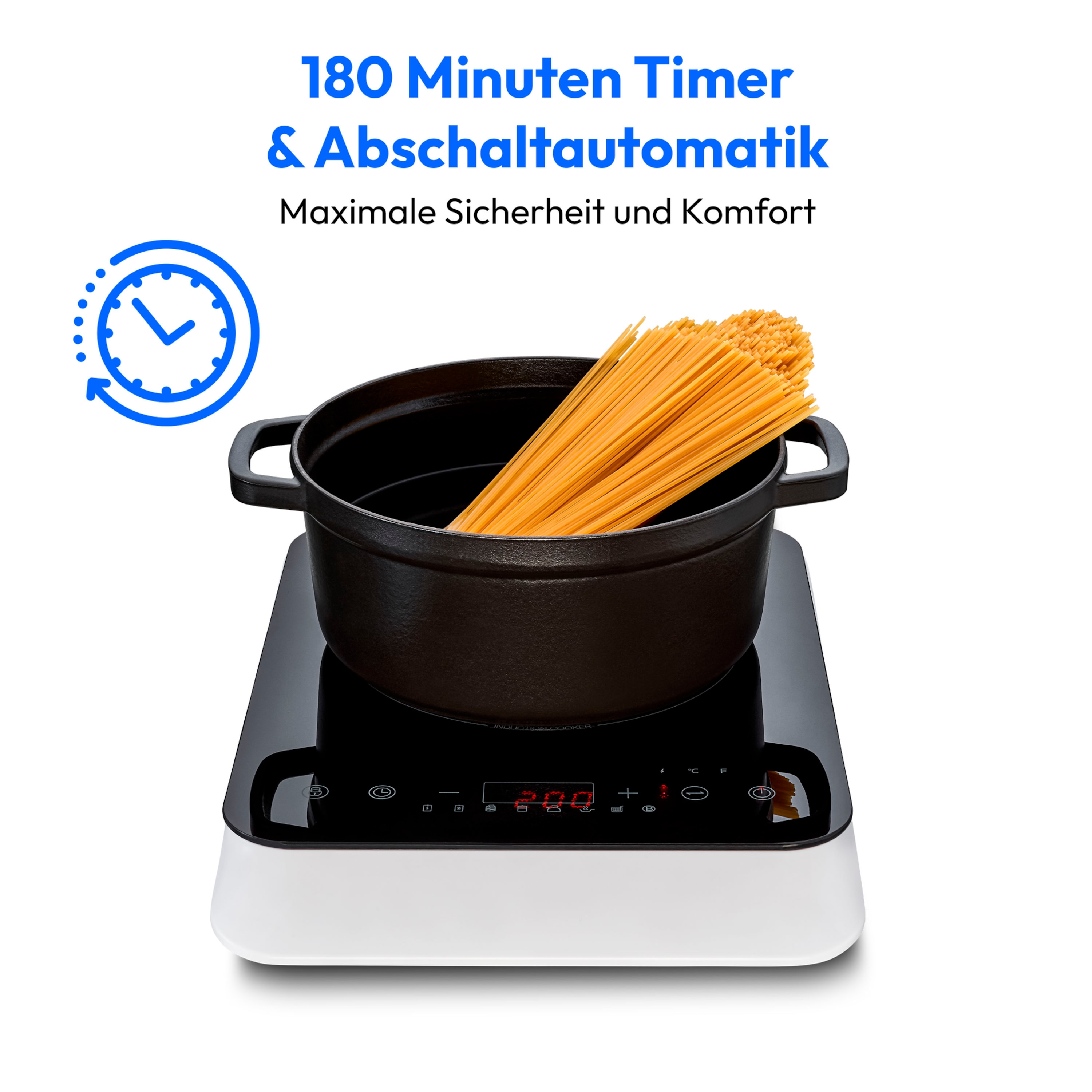 MEDION® LIFE® Induktions- kochplatte   MD 18490, 2000 Watt Induktionsleistung, 8 Automatikprogramme, automatische Topferkennung
