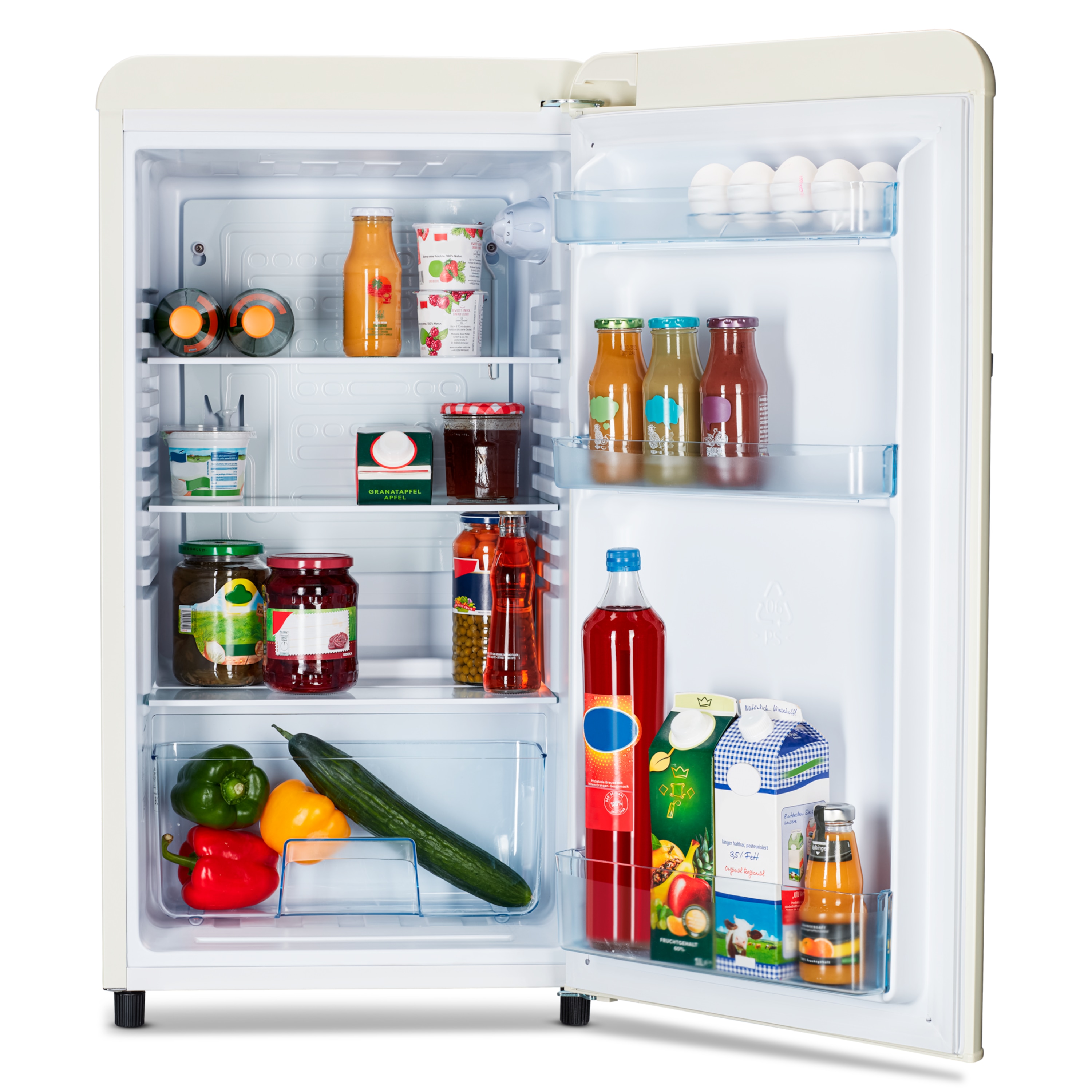 MEDION® LIFE® Retro-Kühlschrank MD 37800, 91 Liter Kühlraum, 38 dB, höhenverstellbare Füße, Energieverbrauch: 85 kWH/Jahr