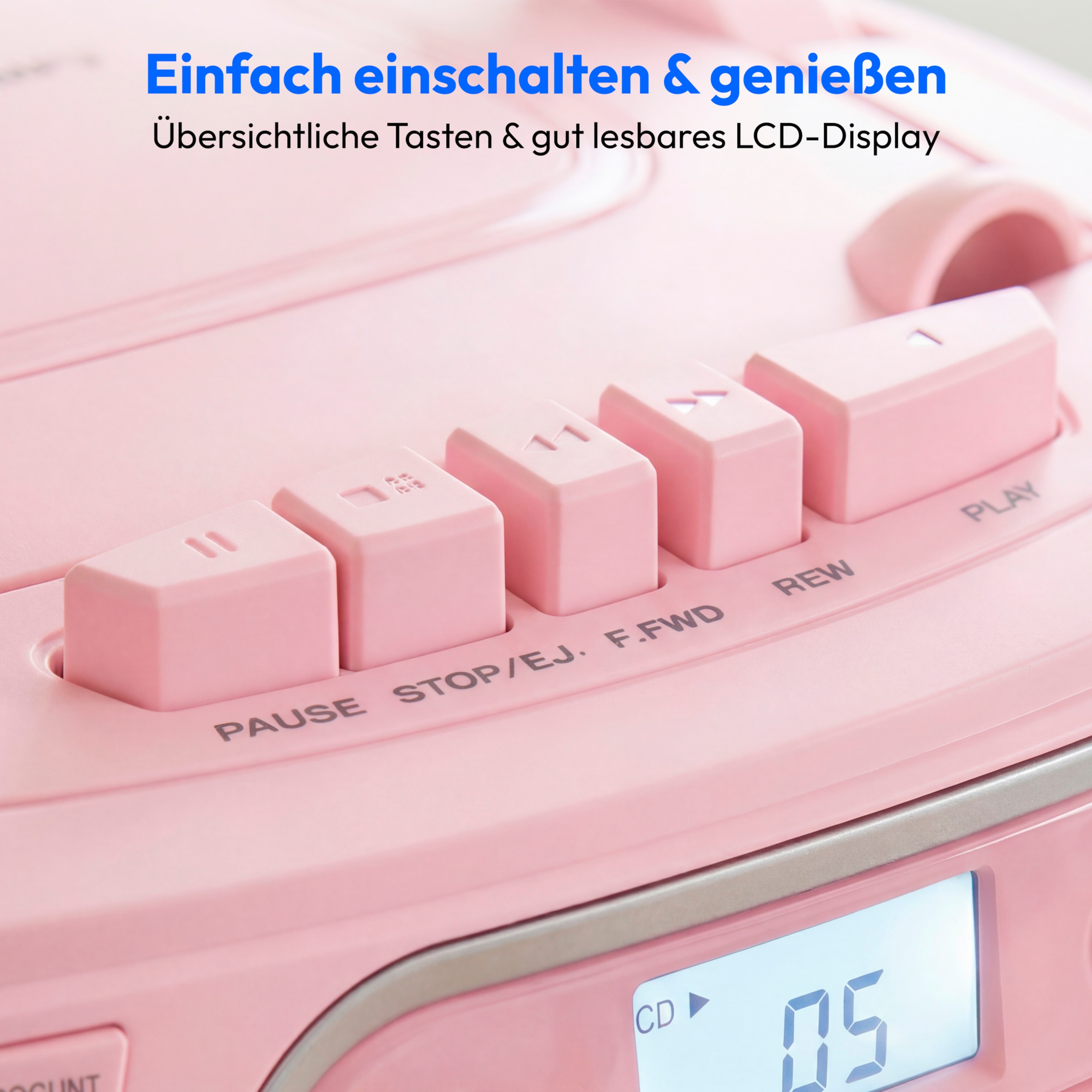 MEDION® LIFE E66476 Tragbare CD-Boombox, CD-Player, Kassettendeck, FM-Radio, USB-MP3-Wiedergabe, 30 Senderspeicher, Batteriebetrieb
