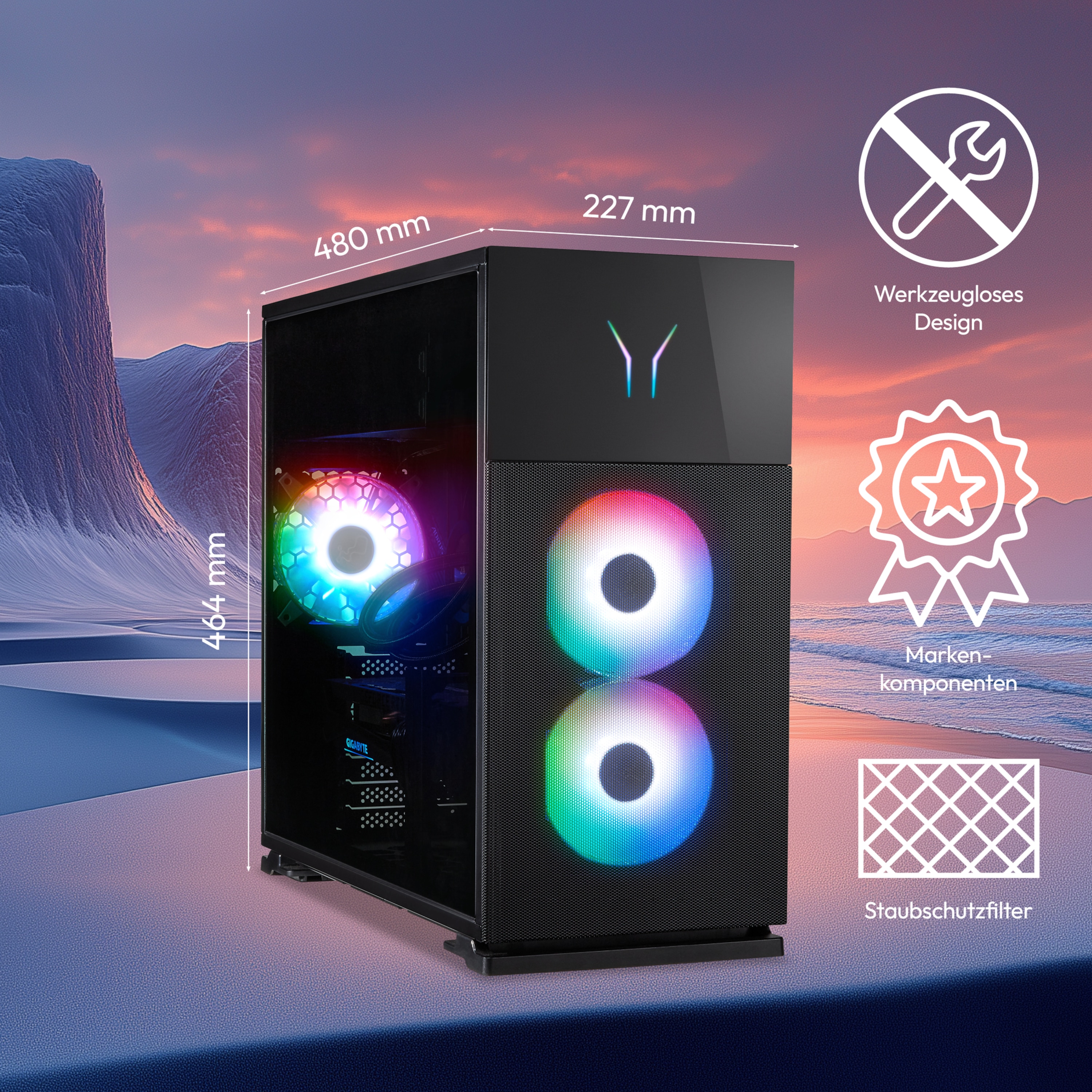 MEDION® ERAZER Hunter X35 High-End Gaming PC, AMD Ryzen™ 7 9800X3D, Windows 11 Home, NVIDIA® GeForce RTX™ 5080, 2 TB SSD, 32 GB RAM