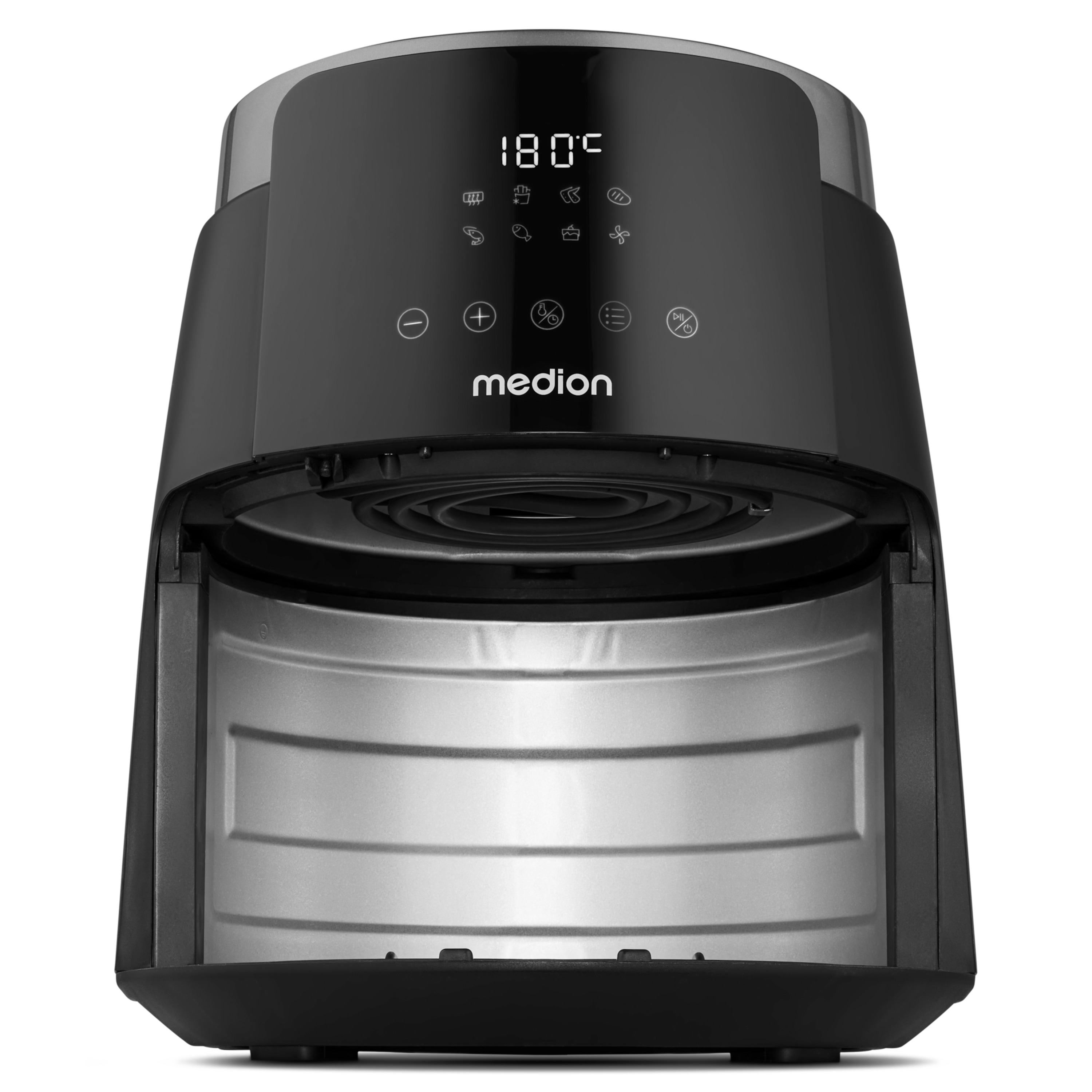 MEDION® LIFE HeißluftFritteuse P40 L (MD13030), 100 Rezepte in der Life+ App¹, Touch-Sensor- Bedienfeld, 4,7 Liter Fassungsvermögen, 8 Automatikprogramme,1.500 Watt, 60 min. Timer, 100