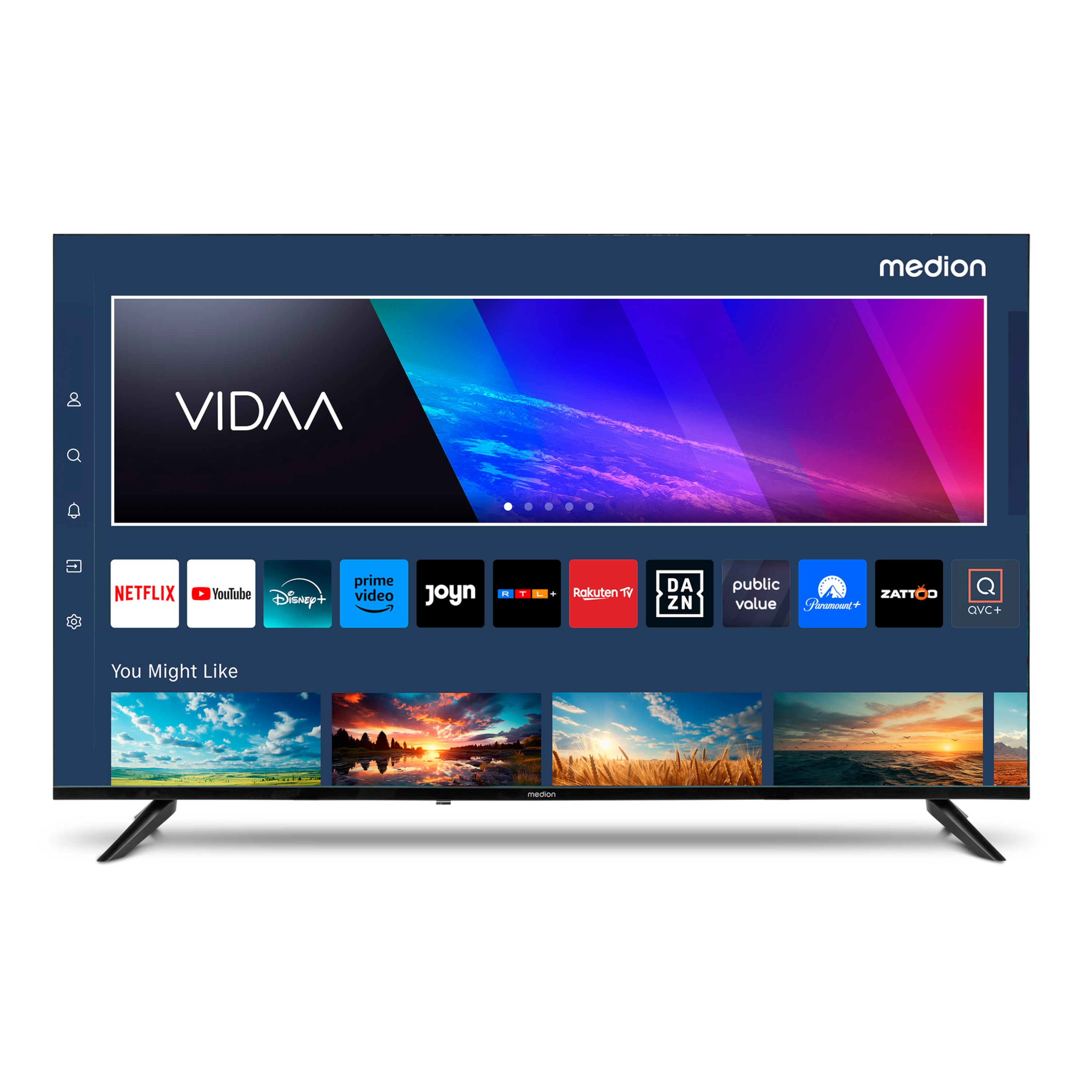 MEDION® LIFE® X8432500 (MD 843200) Ultra HD LCD Smart-TV, 108 cm (43'') Ultra HD Display, HDR, PVR ready, NETFLIX, Prime Video, Disney+, DAZN, Paramount+ App, VIDAA App Store, Bluetooth®, HD Triple Tuner, CI+ Schnittstelle