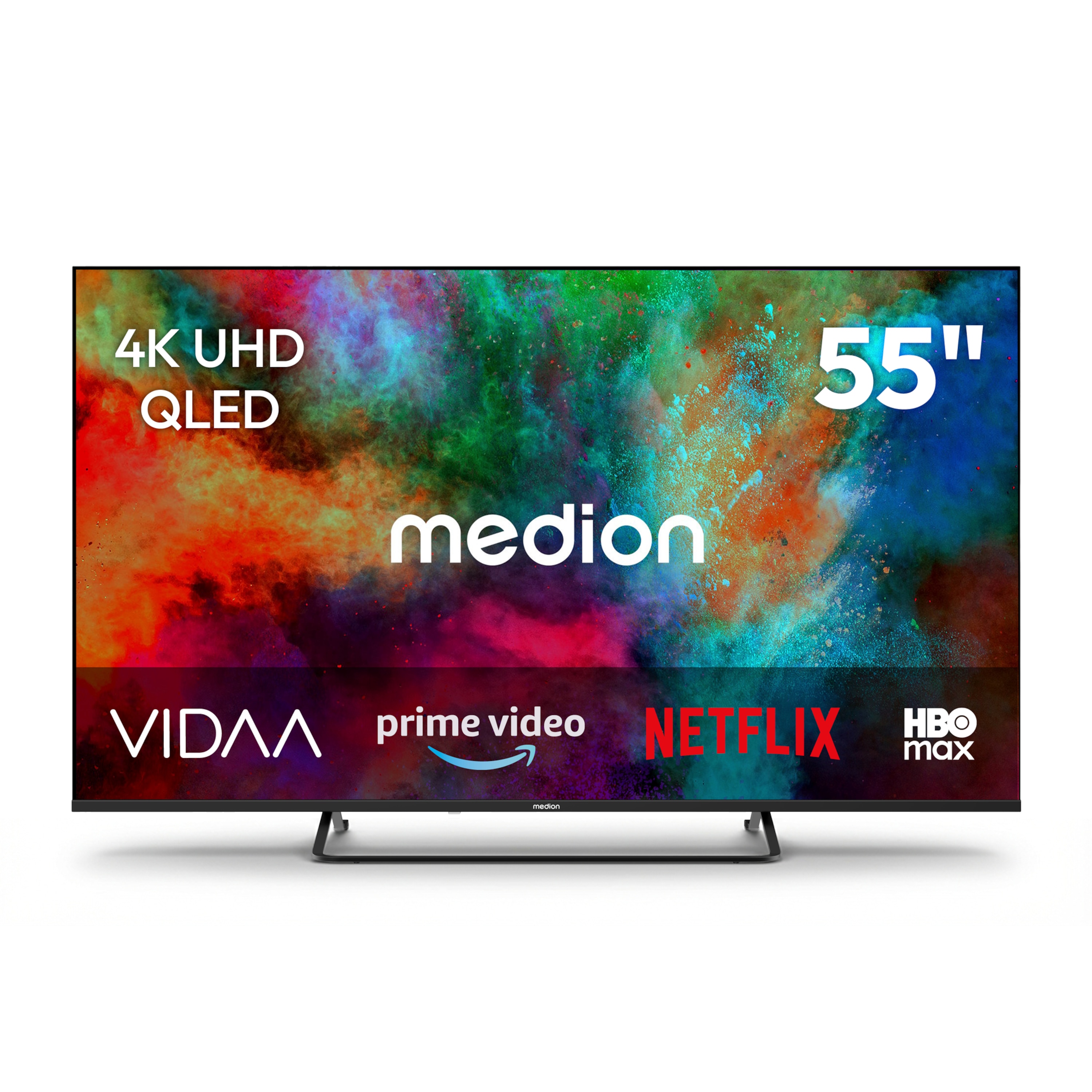 MEDION MD 855602 QLED Smart-TV (2026), 138,8 cm (55'') Ultra HD Display, HDR, Dolby Vision , MEMC, Bluetooth , PVR ready, HBO Max, MagentaTV, NETFLIX,