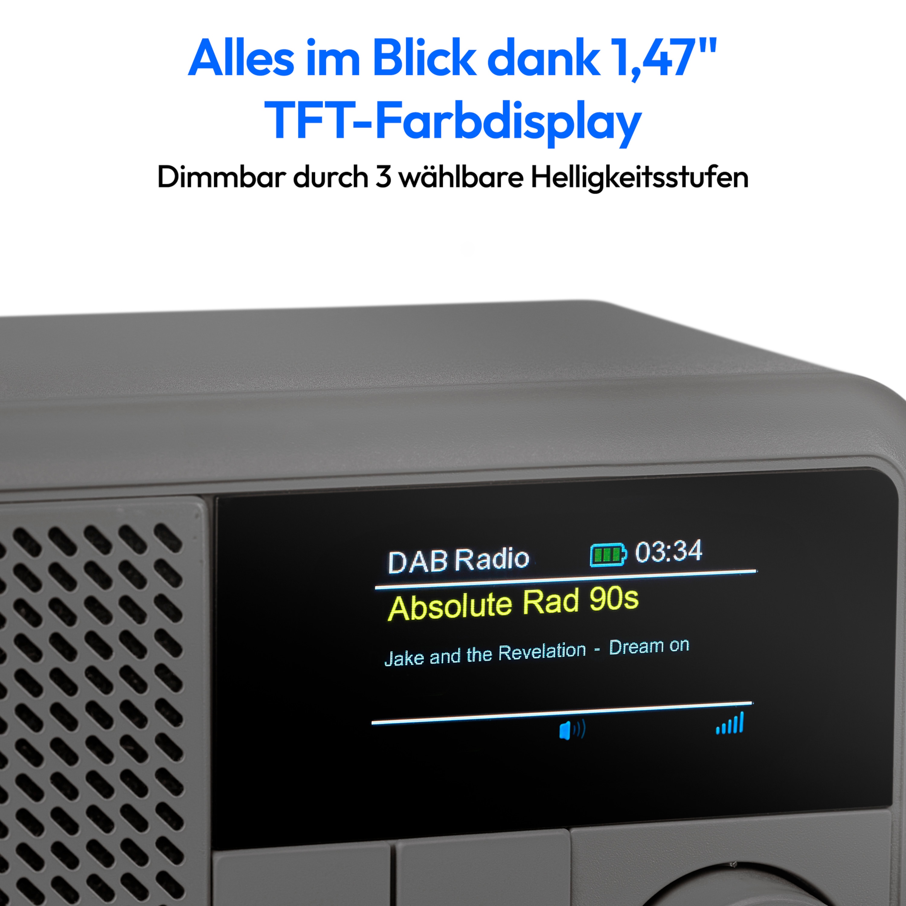 MEDION® LIFE® S66822 Tragbares DAB+ Radio, Farb-TFT Display 3,73 cm (1,47''), DAB+/UKW-Radio (je 40 Senderspeicher), Bluetooth® 5.3, integrierter Akku, extra kompakt, 2 W RMS
