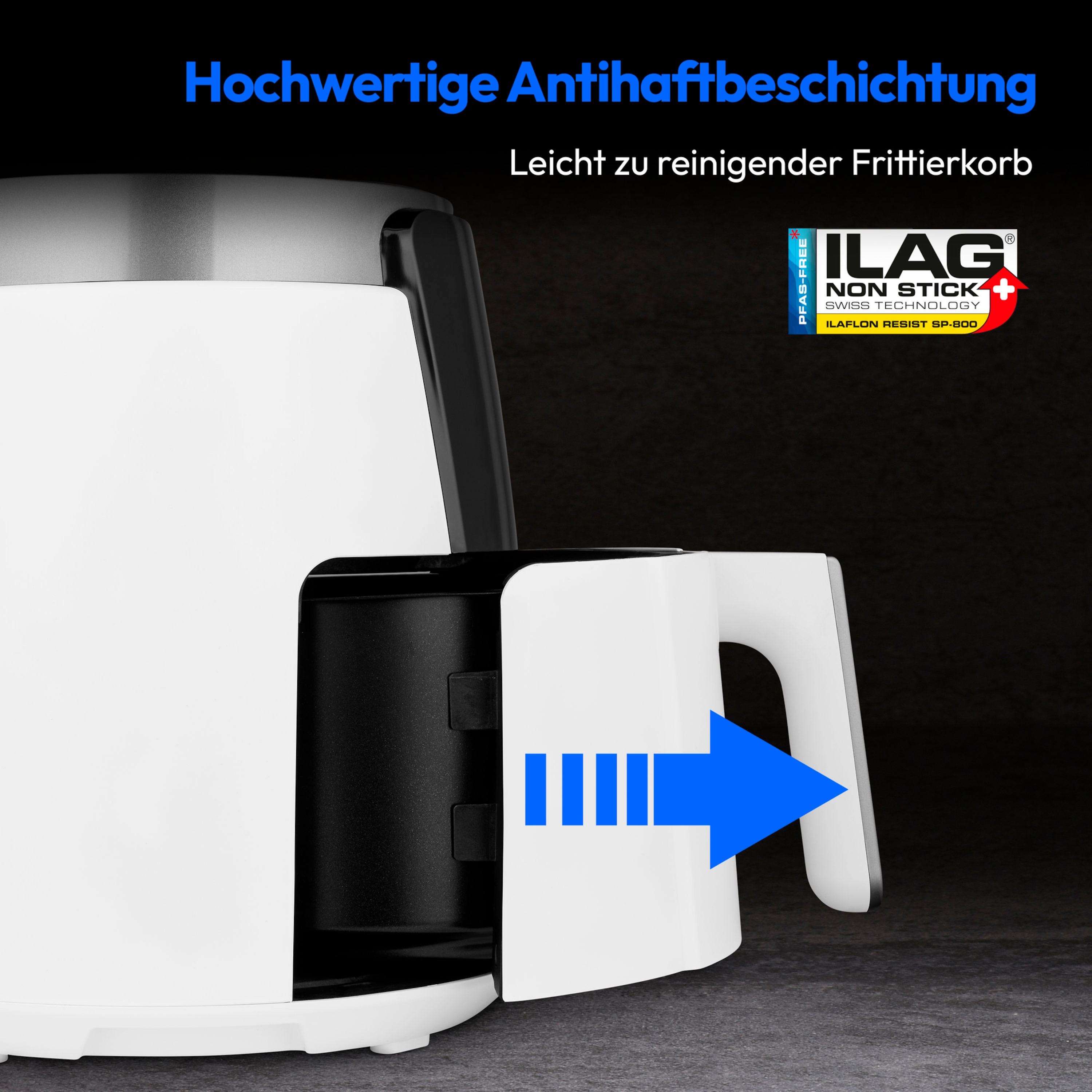 MEDION® LIFE HeißluftFritteuse P40 L (MD13030), 100 Rezepte in der Life+ App¹, Touch-Sensor- Bedienfeld, 4,7 Liter Fassungsvermögen, 8 Automatikprogramme,1.500 Watt, 60 min. Timer, 100