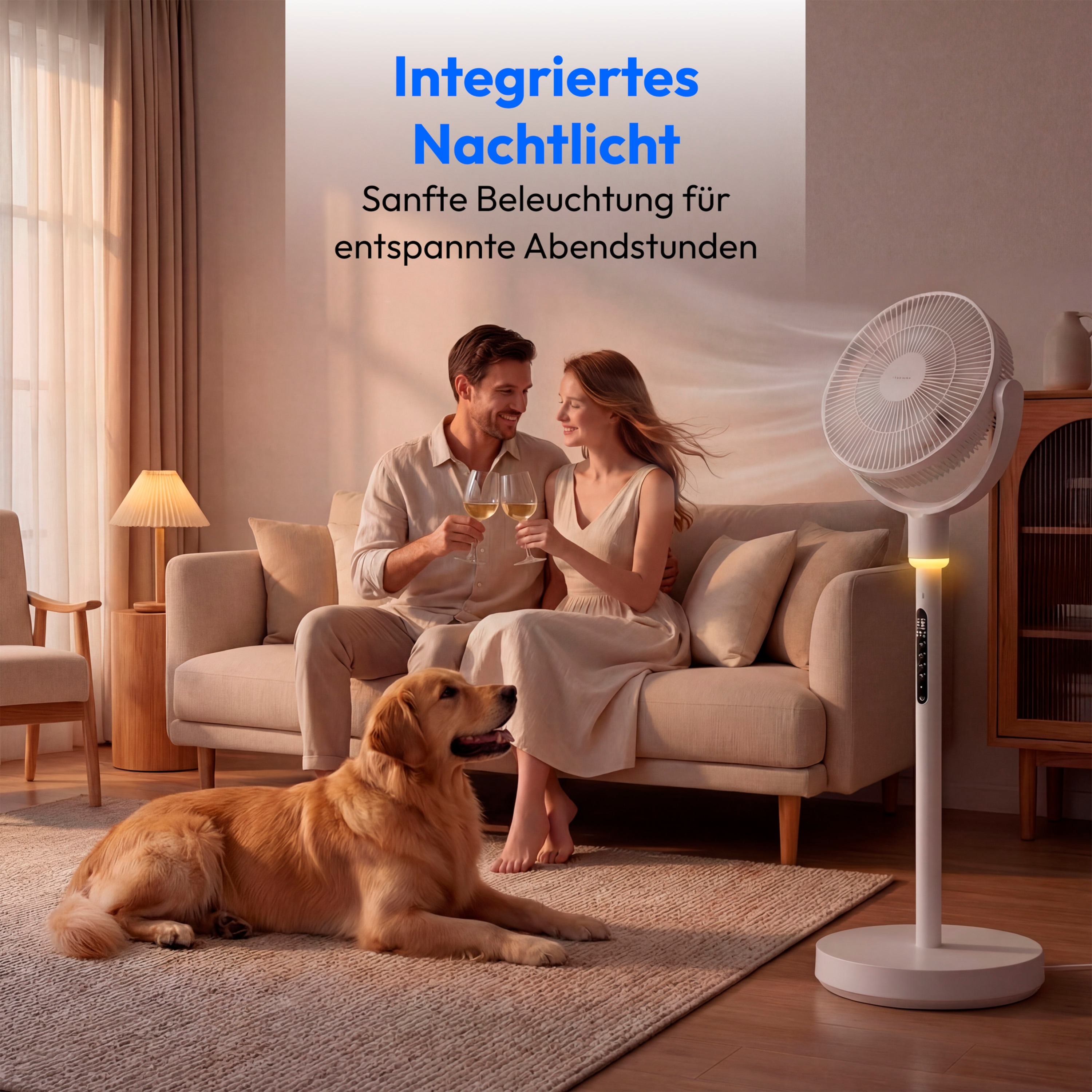 MEDION® LIFE P25 SF Akku-Standventilator (MD 100144), App-Steuerung, 10 Geschwindigkeitsstufen, 24 Watt Leistung, Schwenkfunktion, inkl. Fernbedienung