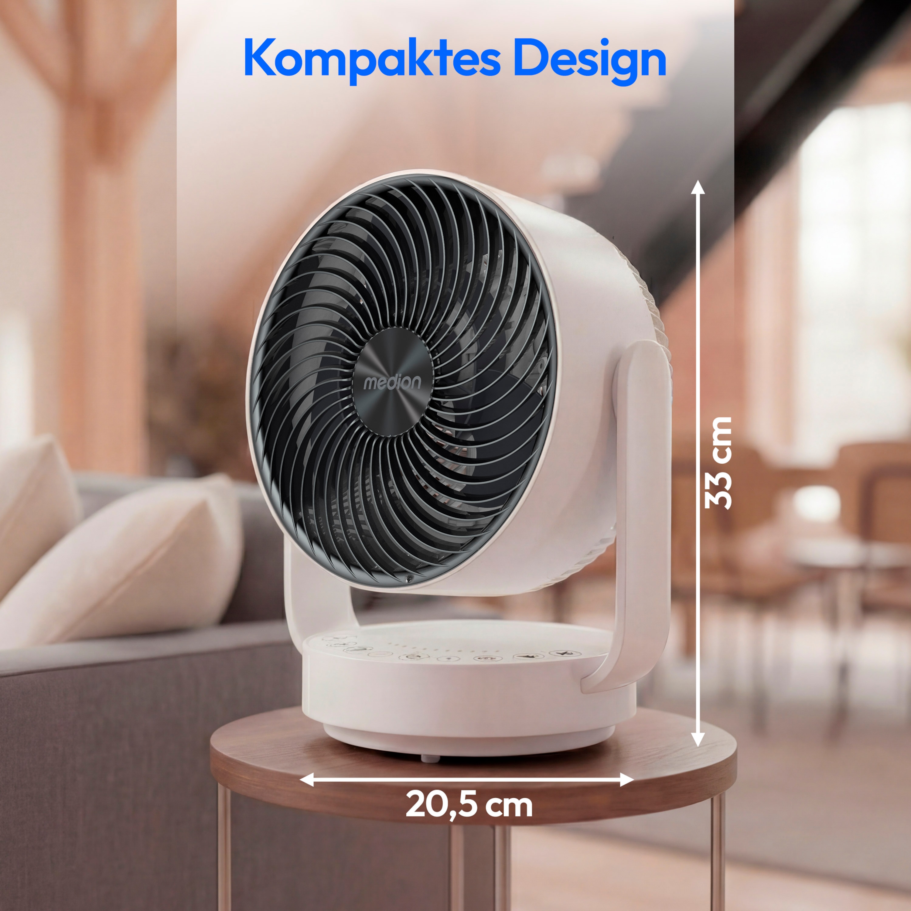 MEDION® LIFE P20 DF Tischventilator (MD 100141), 7 Geschwindigkeitsstufen, 28 Watt Leistung, zuschaltbare Schwenkfunktion, inkl. magnetischer Fernbedienung