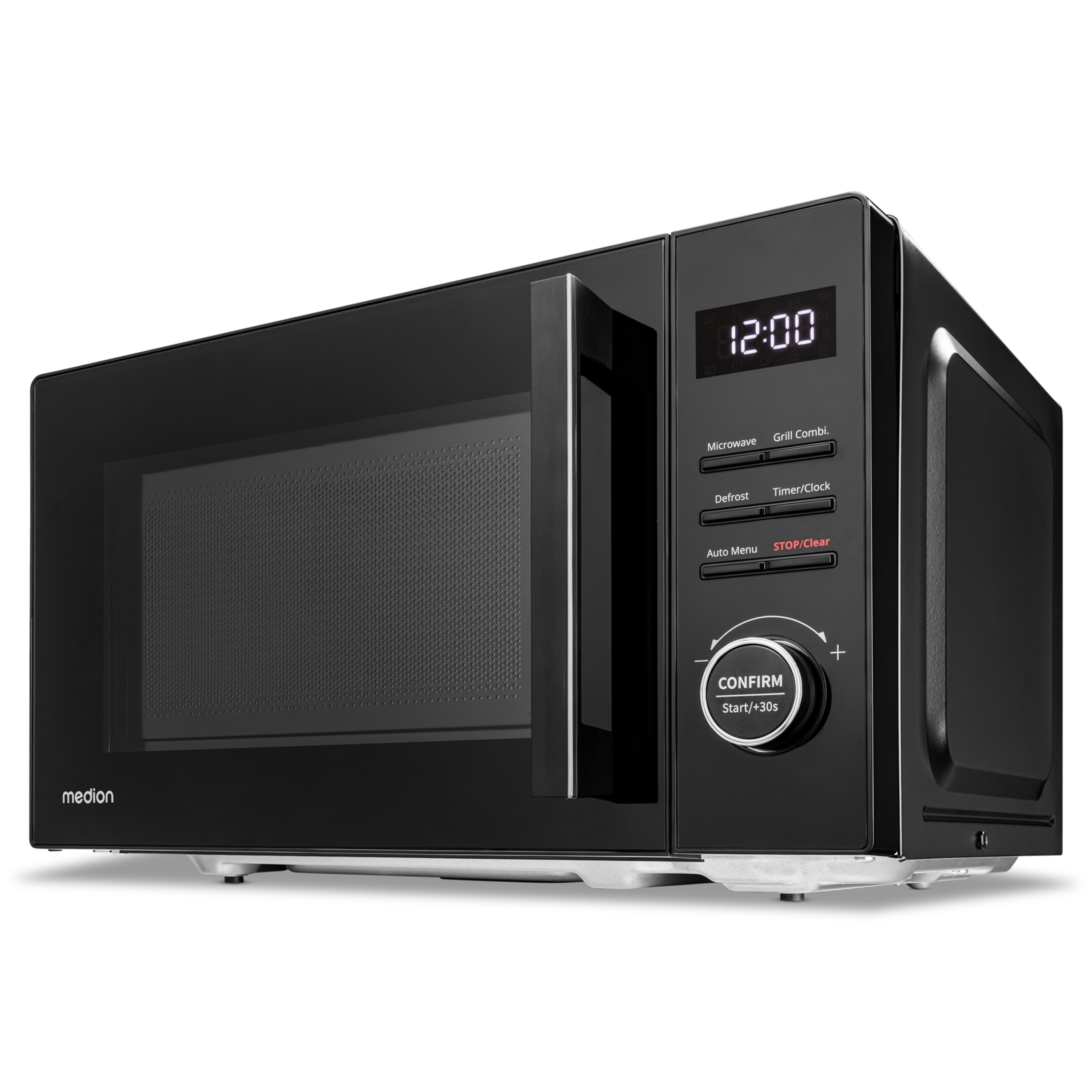 MEDION® LIFE® 2 in 1 Mikrowelle MD12021, 800 Watt Mikrowellenleistung, 1000 Watt Grillleistung, 9 Automatikprogramme, 20 L Kapazität, 5 Leistungsstufen, digitaler 95 min. Timer, Auftaufunktion