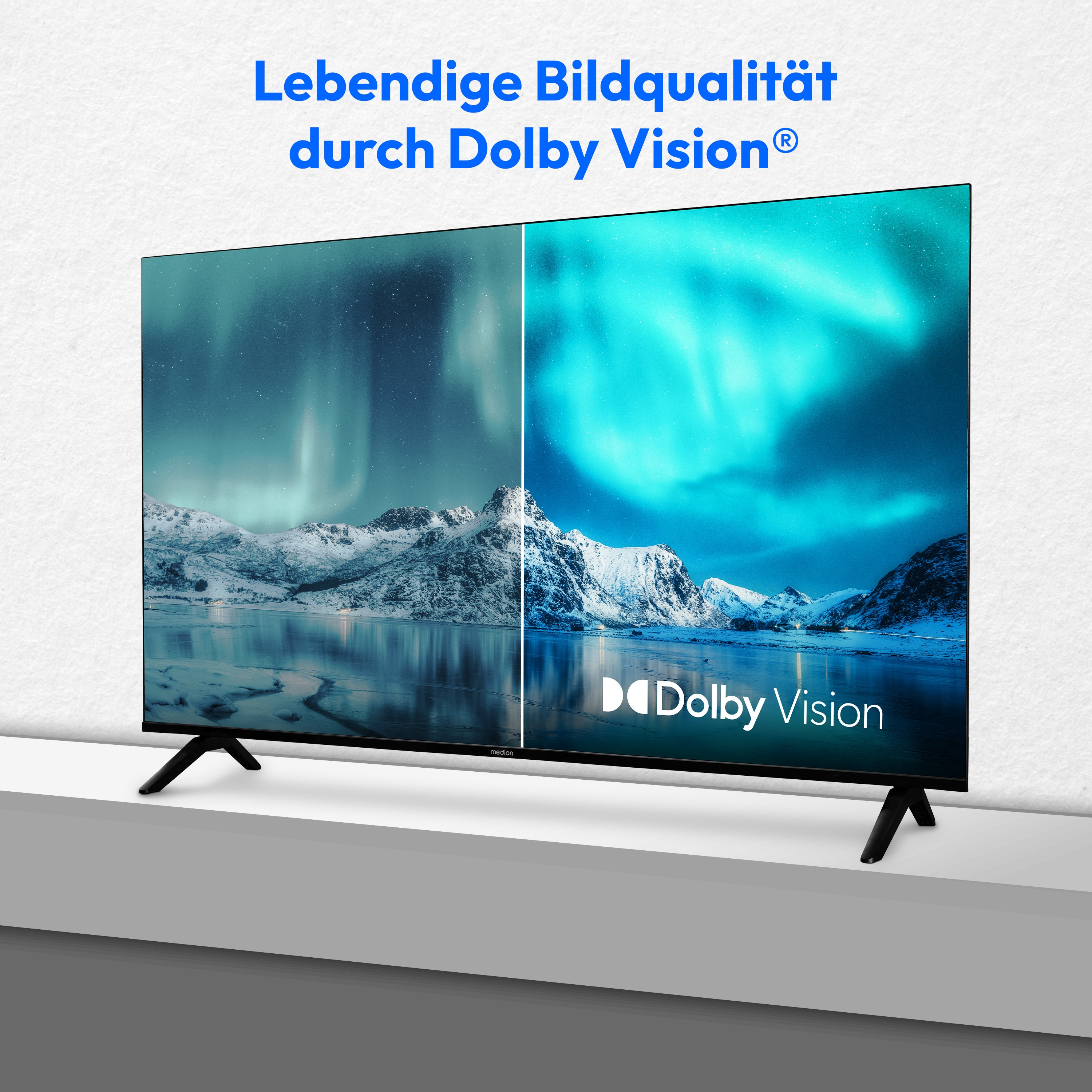 MEDION® LIFE MD 865301 Smart-TV, 163,9 cm (65") Ultra HD Display, HDR (High Dynamic Range), Dolby Vision®, MEMC, Bluetooth®, PVR ready, NETFLIX, Prime Video, Disney+, DAZN, Paramount+ App, VIDAA App Store, Dolby Atmos®, HD Triple Tuner