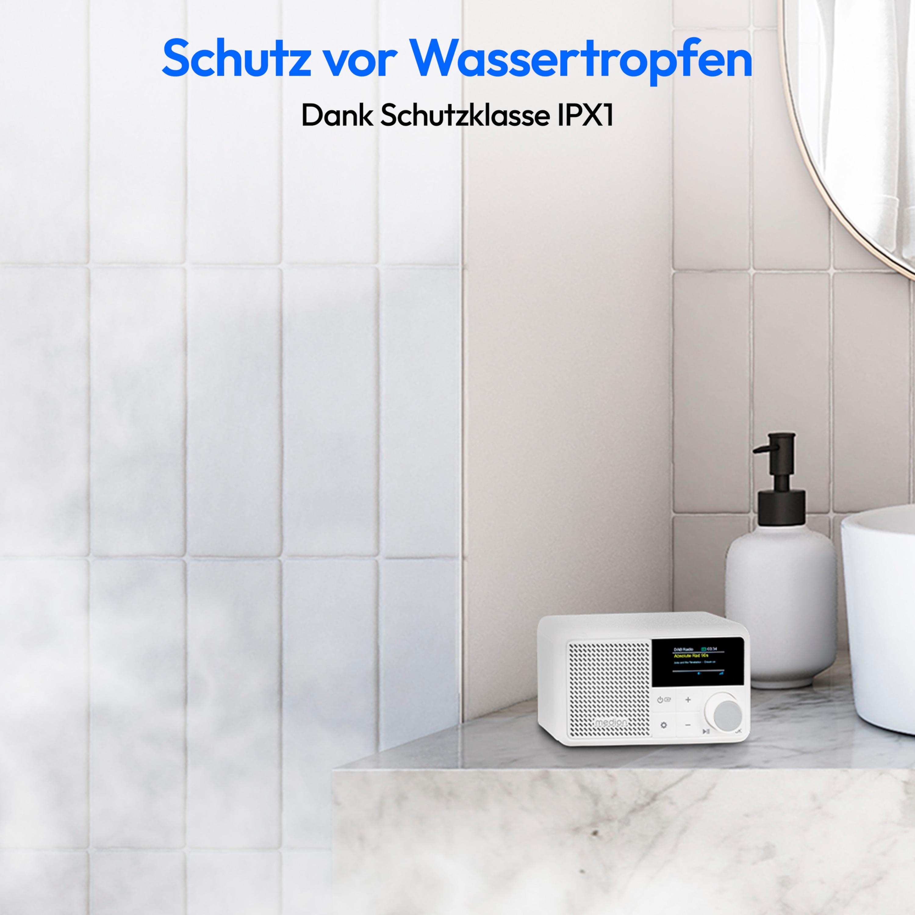 MEDION® LIFE® S66822 Tragbares DAB+ Radio, Farb-TFT Display 3,73 cm (1,47''), DAB+/UKW-Radio (je 40 Senderspeicher), Bluetooth® 5.3, integrierter Akku, extra kompakt, 2 W RMS