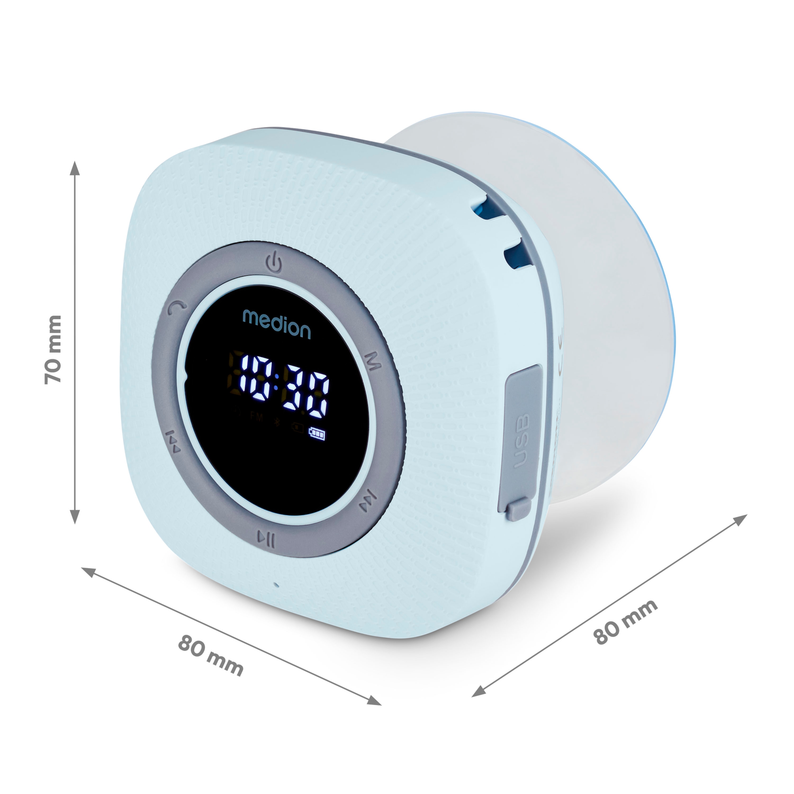 MEDION® LIFE® S66884 Duschradio, LED-Display, UKW-Radio, IPX6 Schutz, Bluetooth® 5.0, 30 W Ausgangsleistung (3 W RMS)