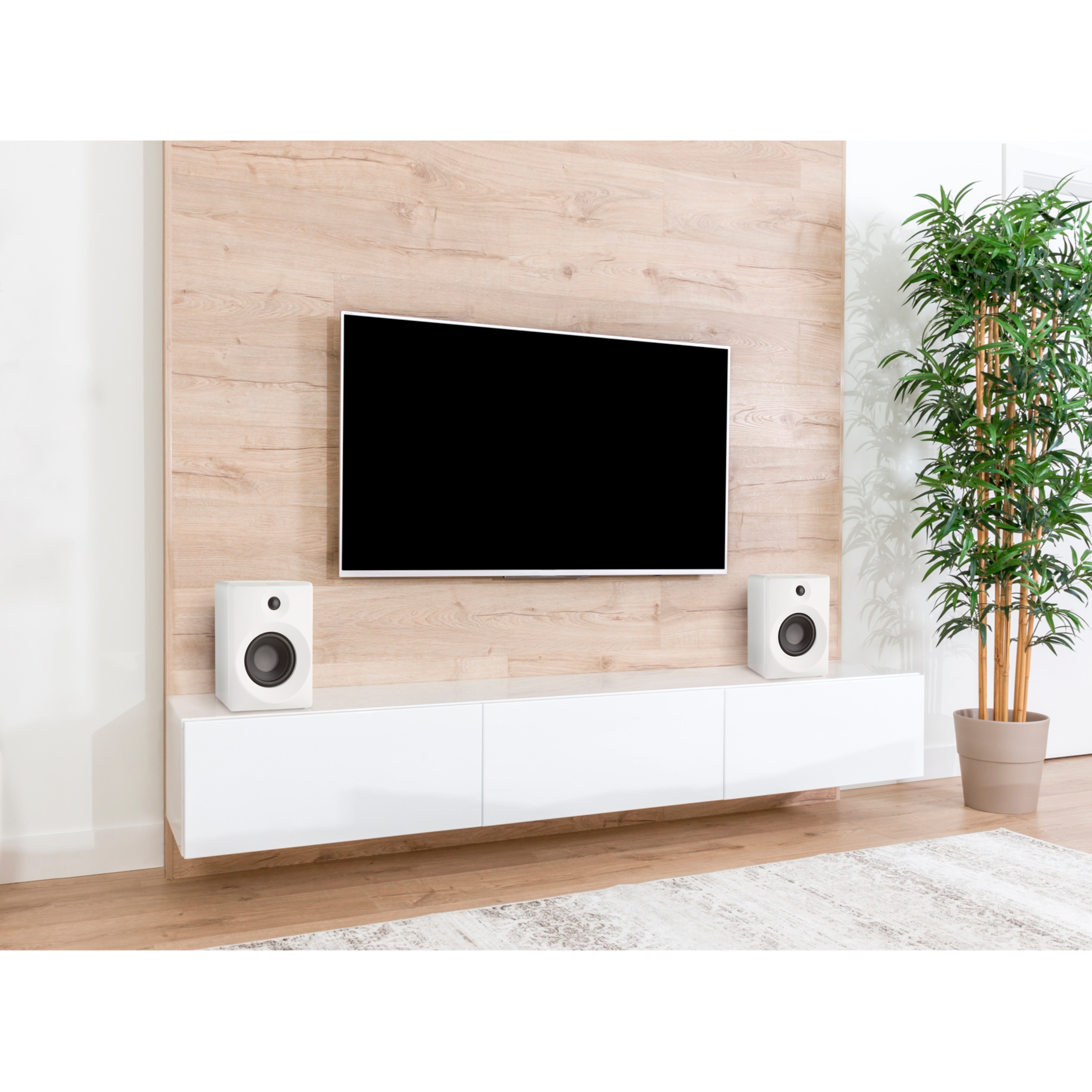 MEDION® LIFE® P61925 Regallautsprecher, aktiver & passiver Lautsprecher, 2-Wege-System, Bluetooth® 5.0, Stereo-Sound mit integriertem Hochtöner und Subwoofer, 2 x 50 W RMS