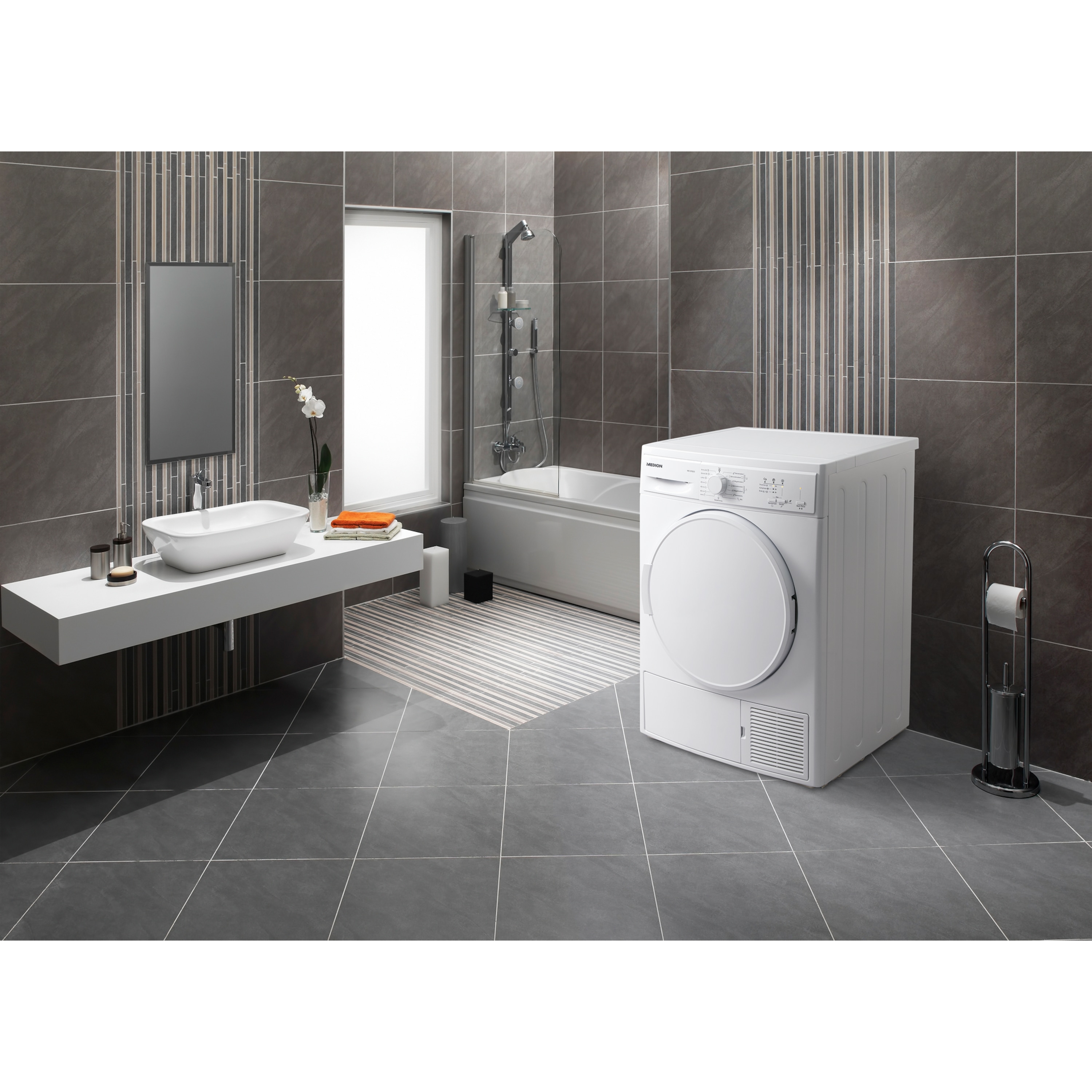 MEDION® Wärmepumpentrockner MD 37625, 15 Programme, Fassungsvermögen 7 kg, sensorgesteuertes Trocknen, große Türöffnung