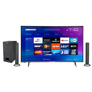 MEDION® LIFE® X15092 125,7 cm (50'') Ultra HD Smart-TV +  P61220 TV-Soundbar mit Bluetooth & Subwoofer - ARTIKELSET