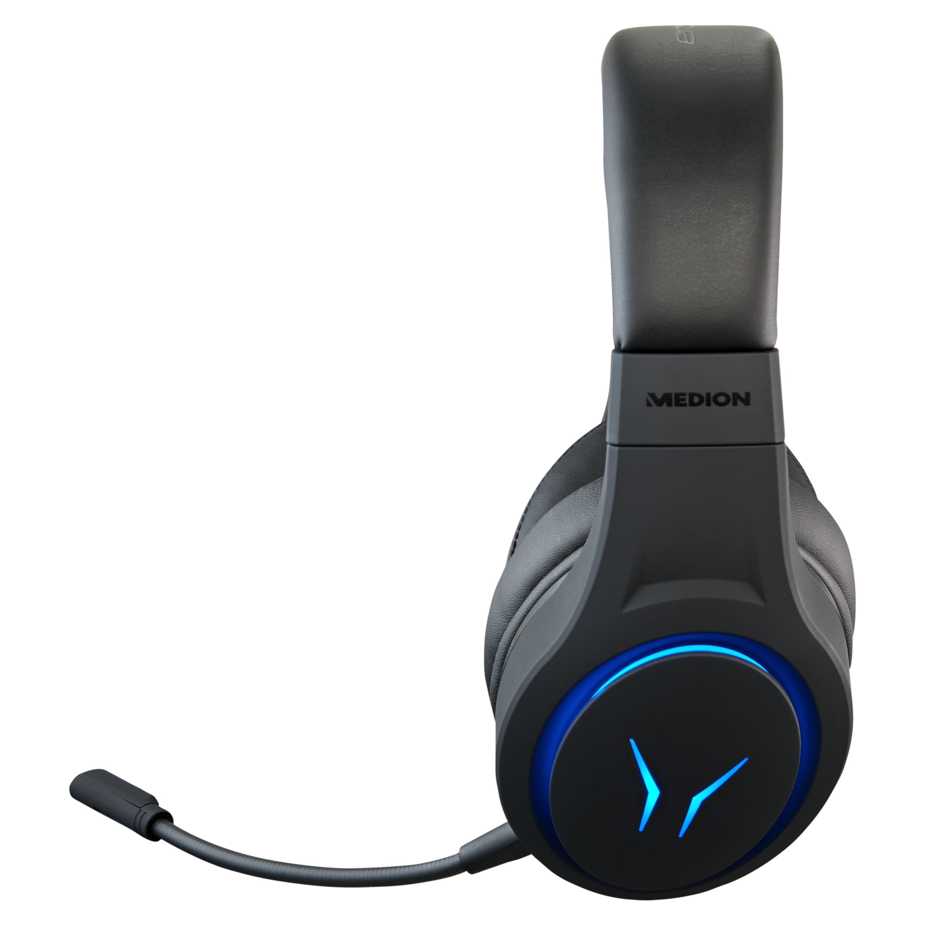 MEDION® ERAZER® Mage X10, Wireless Gaming Headset, klasse Klangqualität, flexibles & abnehmbares Mikrofon, RGB, Kabelbedienelement, bis zu 12 Stunden Laufzeit, kabellos (PC & PS5®) oder kabelgebunden
