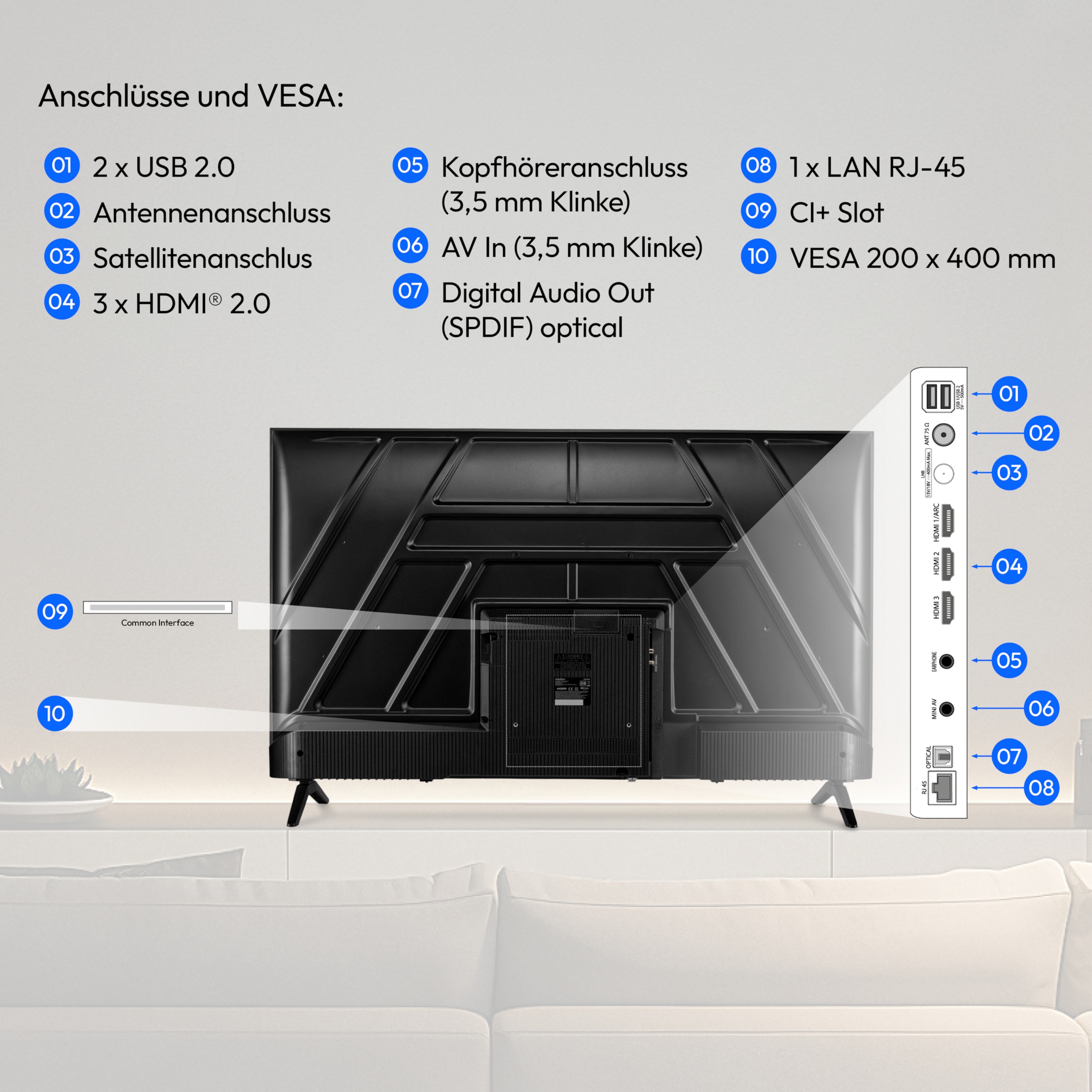 MEDION® LIFE MD 865201 Ultra HD Smart-TV - Modell 2026, 163,9 cm (65'') Ultra HD Display, HDR, PVR ready, HBO Max, MagentaTV, NETFLIX, Prime Video, Disney+, DAZN, Paramount+ App, VIDAA App Store, Bluetooth®, HD Triple Tuner, CI+ Schnittstelle