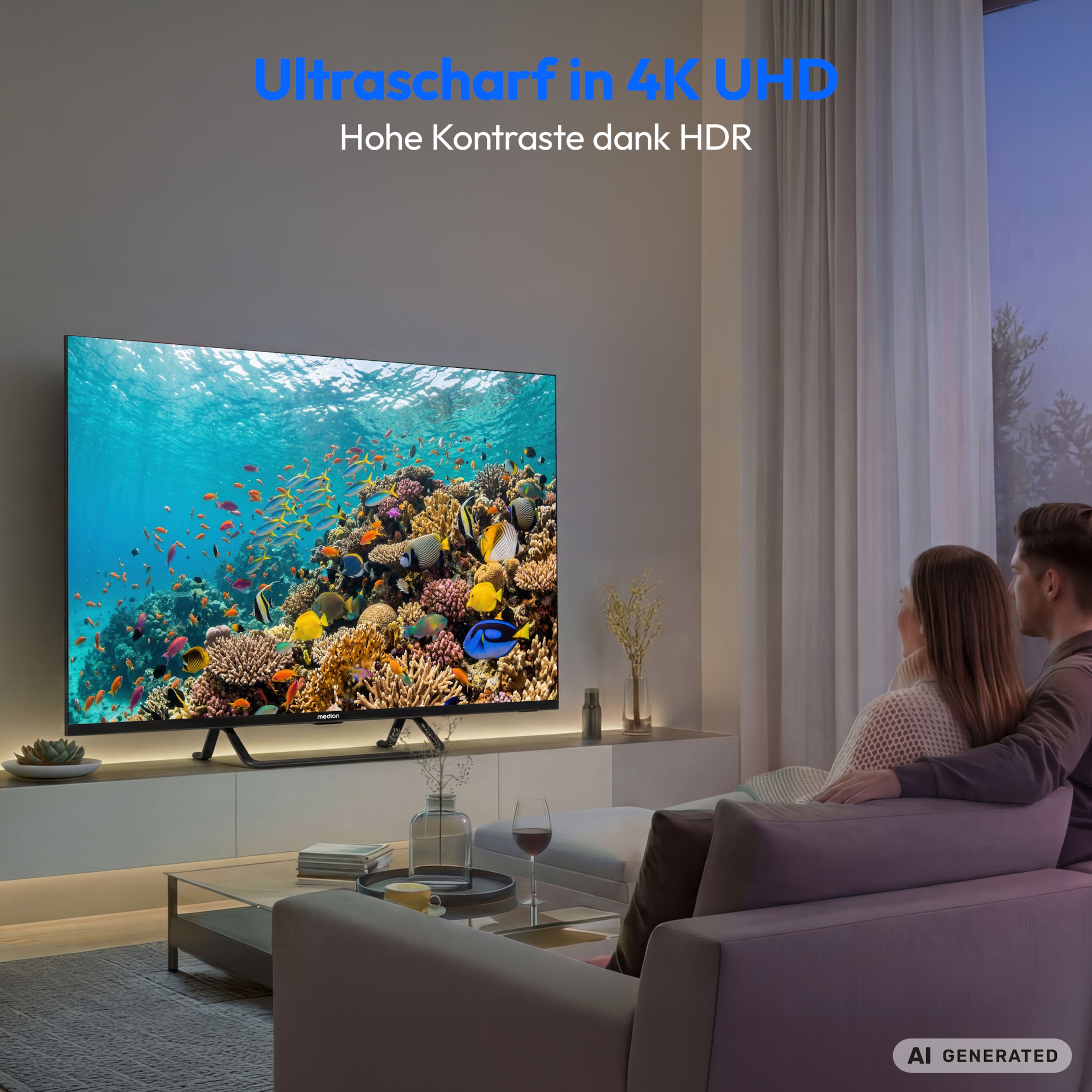 MEDION® LIFE MD 865701 QLED Google TV™ (2026), 163,9 cm (65'') Ultra HD Display, HDR (High Dynamic Range), Dolby Vision®, MEMC, Bluetooth®, PVR ready, Netflix, Prime Video, Disney+, App Store