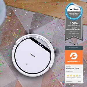 MEDION® Saugroboter MD 19511, systematische Navigation, bis zu 100m²