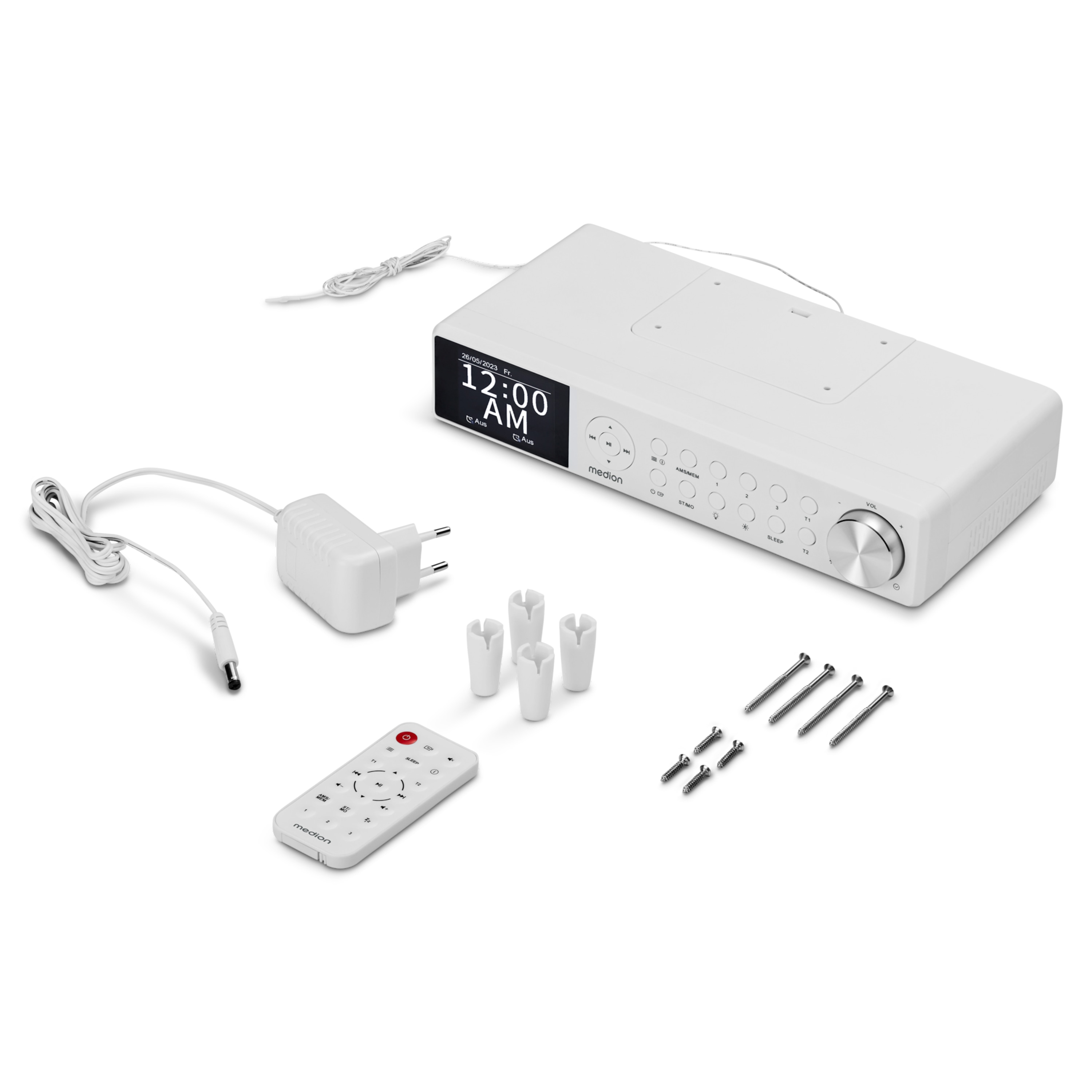 MEDION® LIFE® P66750 DAB+ Premium Küchenradio, 6,1 cm (2,4'') TFT-Farbdisplay, DAB+/PLL-UKW Radio, Bluetooth® 5.0, LED-Beleuchtung, 2 x 3 W RMS