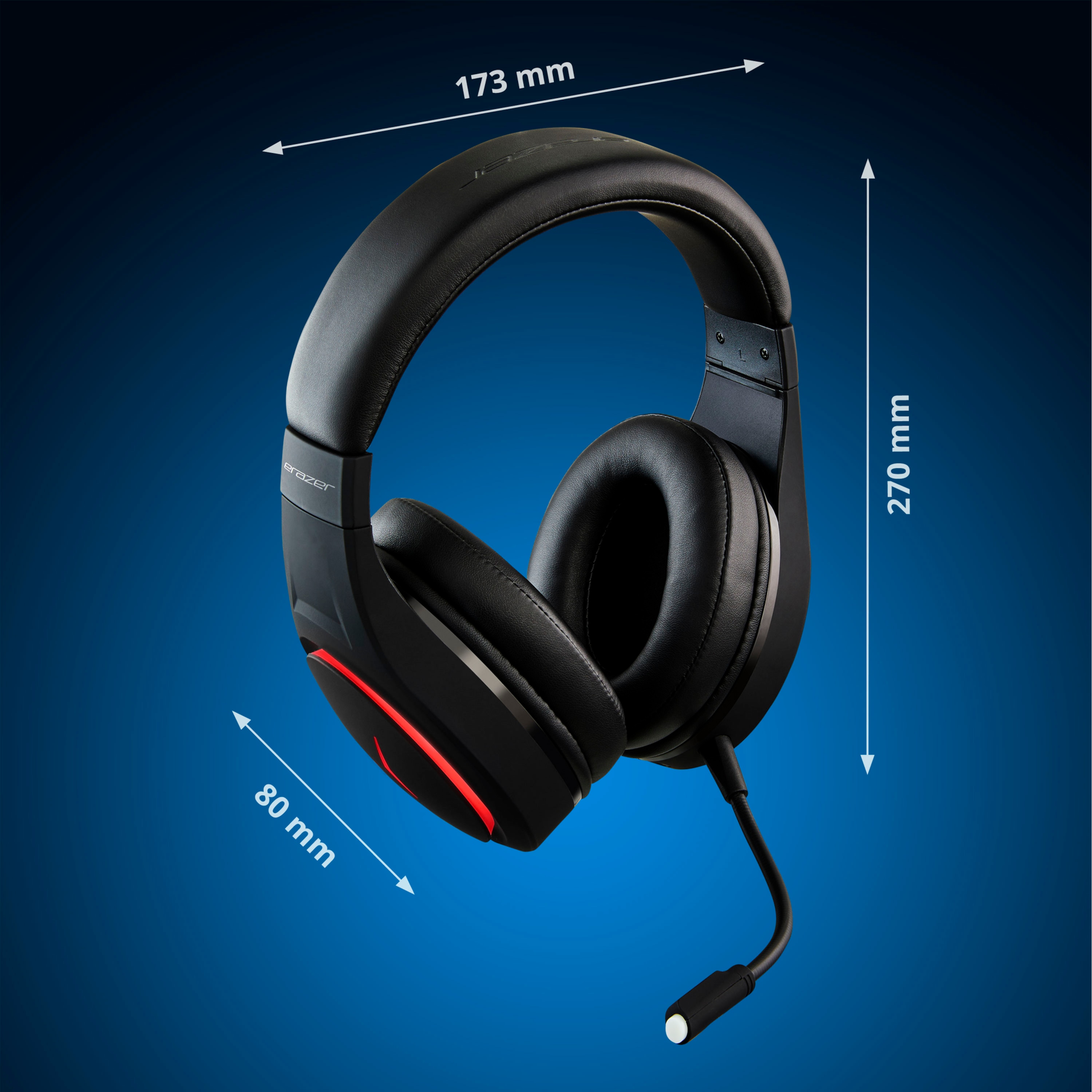 MEDION® ERAZER® Mage X10, Wireless Gaming Headset, klasse Klangqualität, flexibles & abnehmbares Mikrofon, RGB, Kabelbedienelement, bis zu 12 Stunden Laufzeit, kabellos (PC & PS5®) oder kabelgebunden
