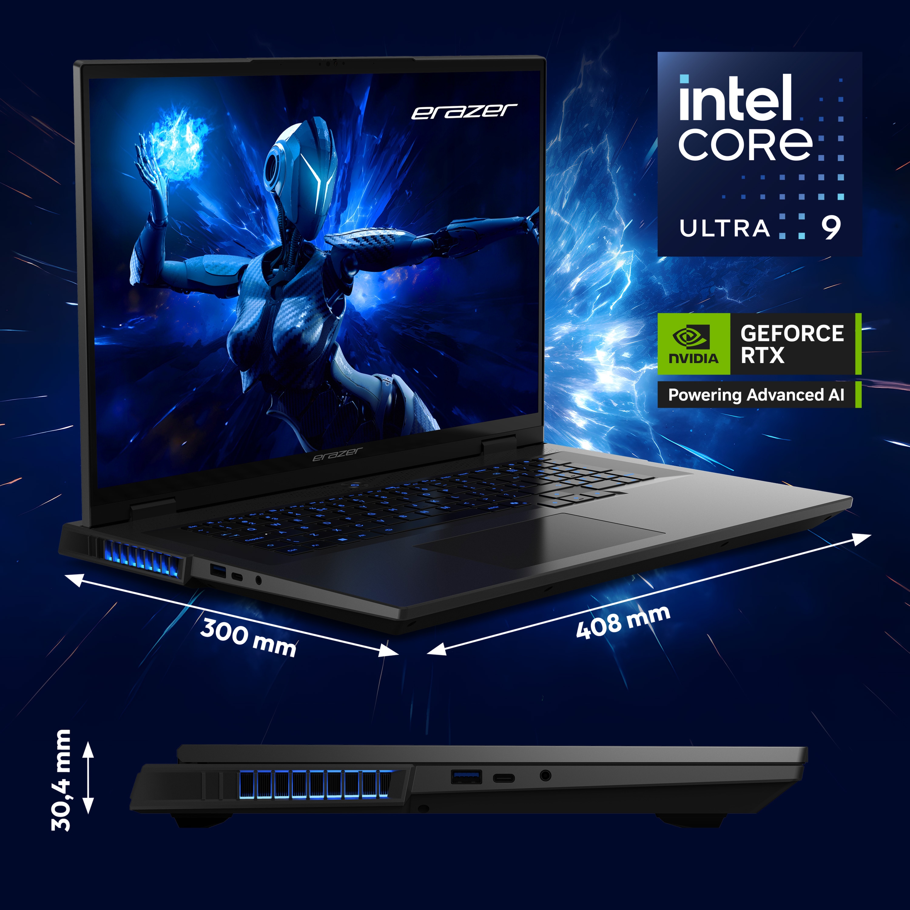 MEDION® ERAZER Beast 18 X1 High-End Gaming Laptop, Intel® Core™ Ultra 9 Prozessor 275HX, Windows 11 Home, 45,7 cm (18”) QHD+ Display 100% sRGB mit 240 Hz, RTX 5090, 4 TB PCIe SSD, 64 GB RAM