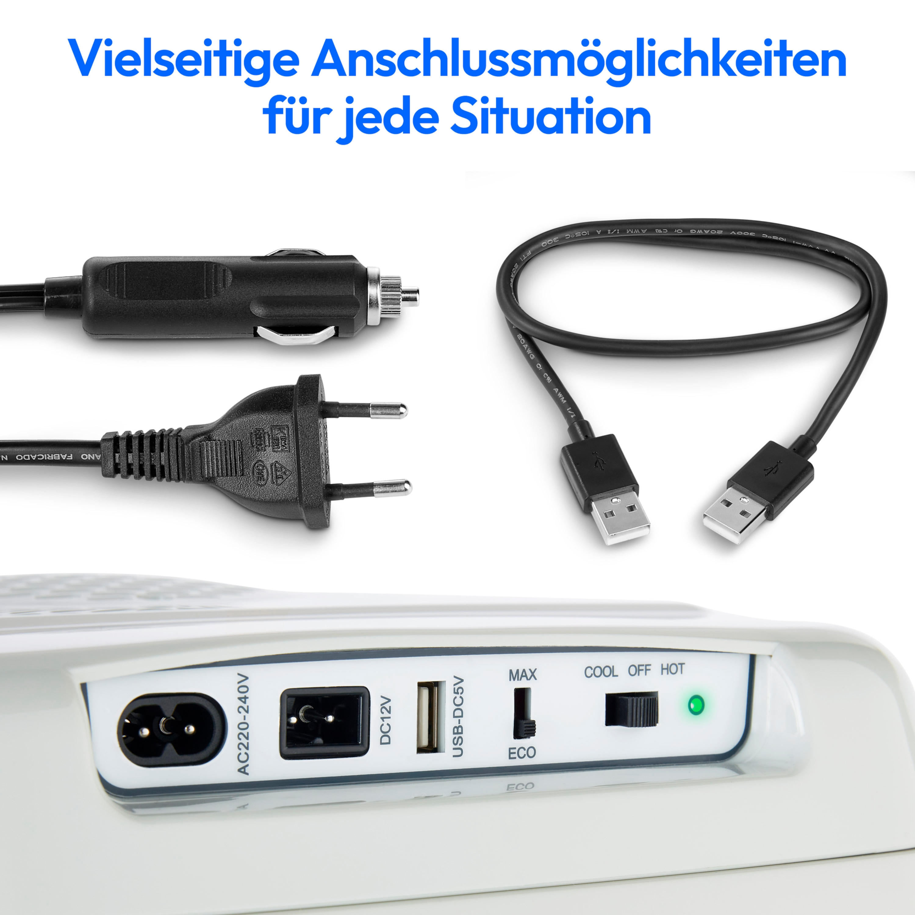 MEDION® LIFE® Thermoelektrische Kühlbox MD 10735, Kühl- und Warmhaltefunktion, 25 L Kapazität, 12V-, 230V- und USB-Anschlüsse zur Stromversorgung