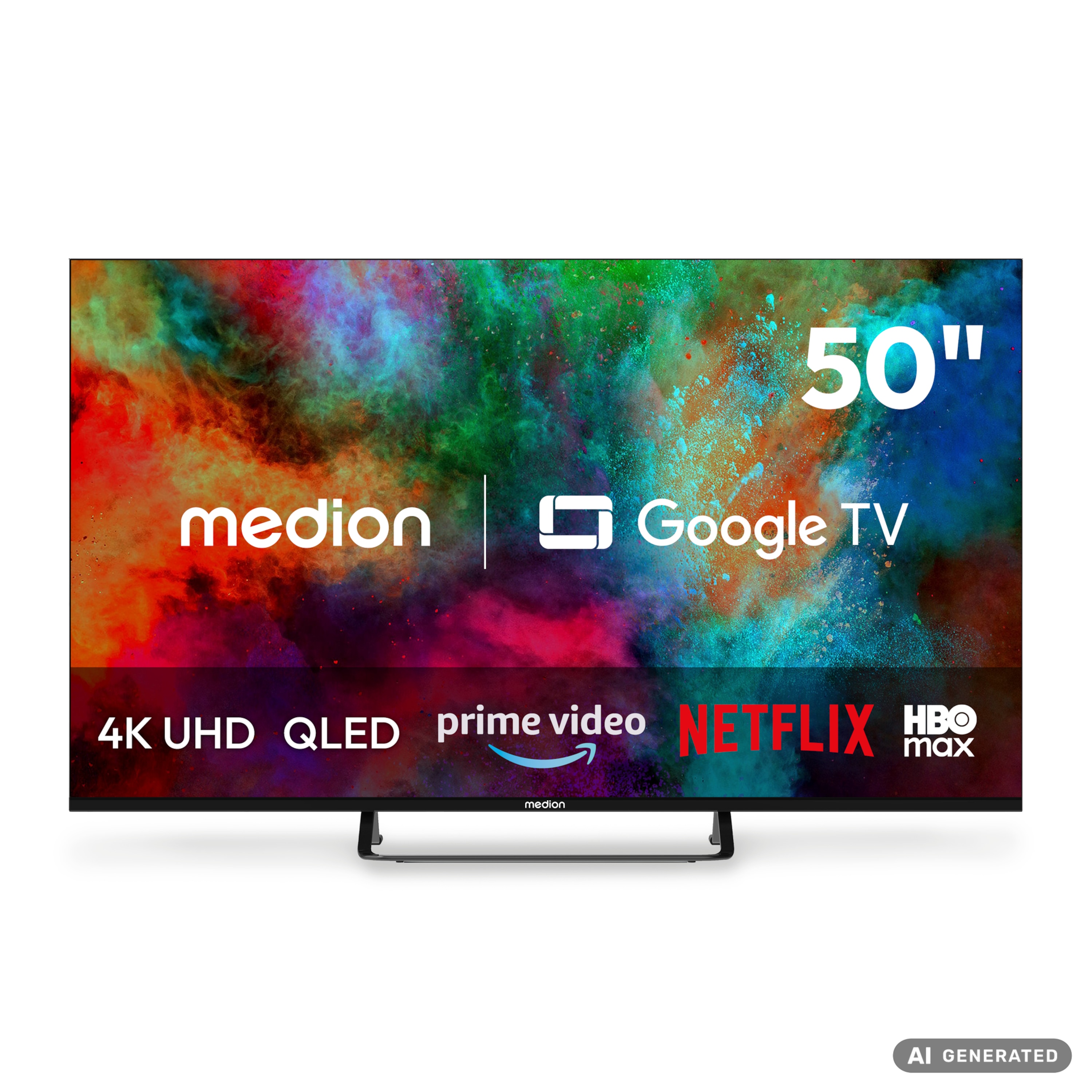 MEDION® LIFE MD 850701 QLED Google TV™ (2026), 125,7cm (50'') Ultra HD Display, HDR (High Dynamic Range), Dolby Vision®, MEMC, Bluetooth®, PVR ready, Netflix, Prime Video, Disney+, App Store