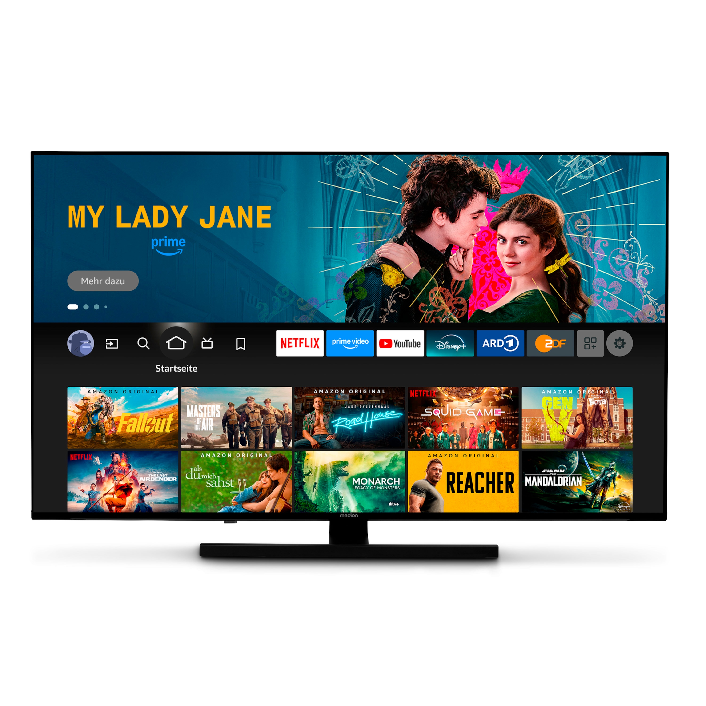 MEDION® LIFE® X8652506 (MD 865800) QLED Fire TV, 163,9 cm (65'') Ultra HD Display, HDR, Dolby Vision®, MEMC, Netflix, Amazon Prime Video, Bluetooth®, DTS X, DTS Virtual X, Dolby Atmos®, HD Triple Tuner, CI+ Schnittstelle