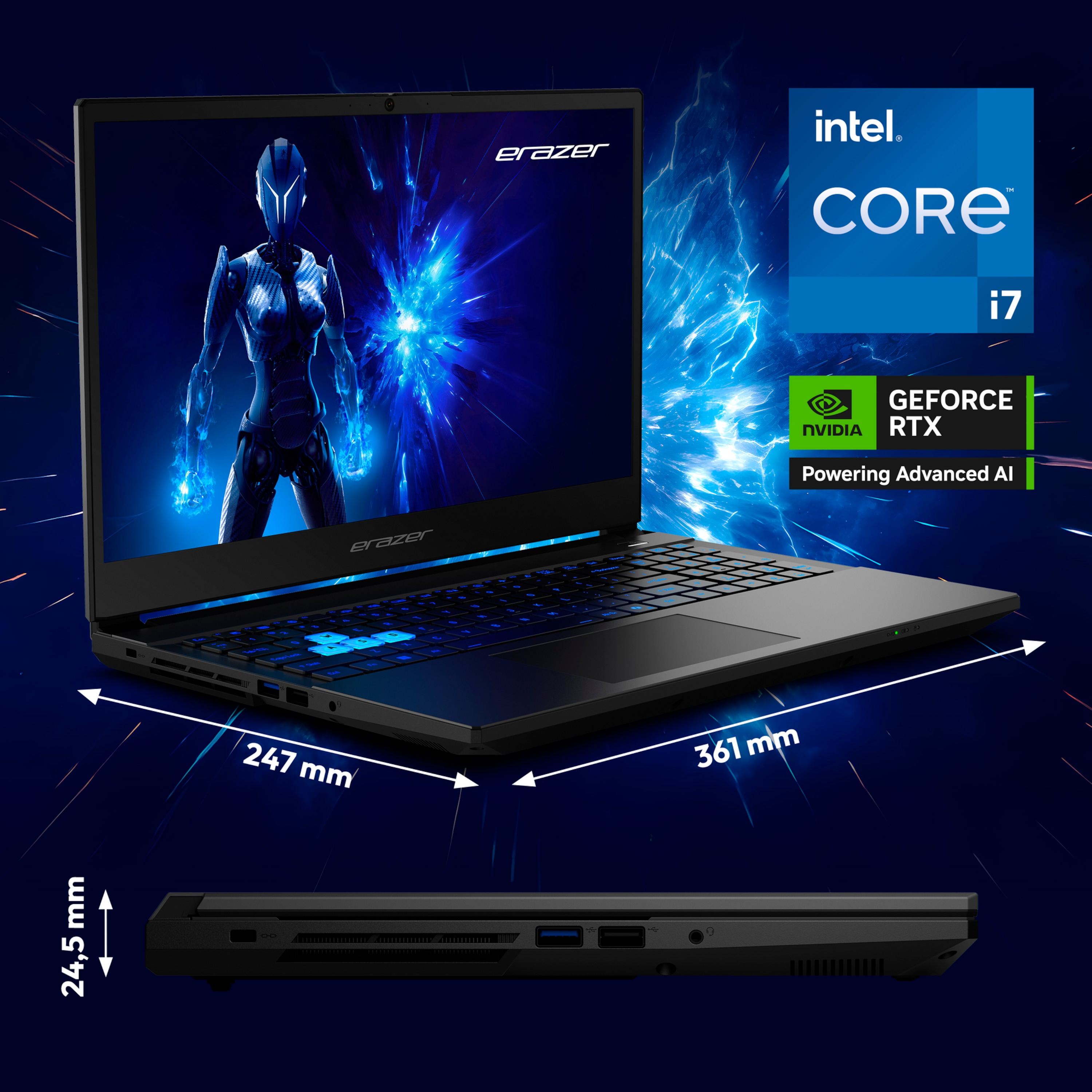 MEDION® ERAZER Deputy 15 P1 Core Gaming Laptop, Intel® Core™ i7-13620H, Windows 11 Home, 39,6 cm (15,6'') FHD Display mit 144 Hz, NVIDIA® GeForce RTX™ 5060, 1 TB SSD, 16 GB RAM