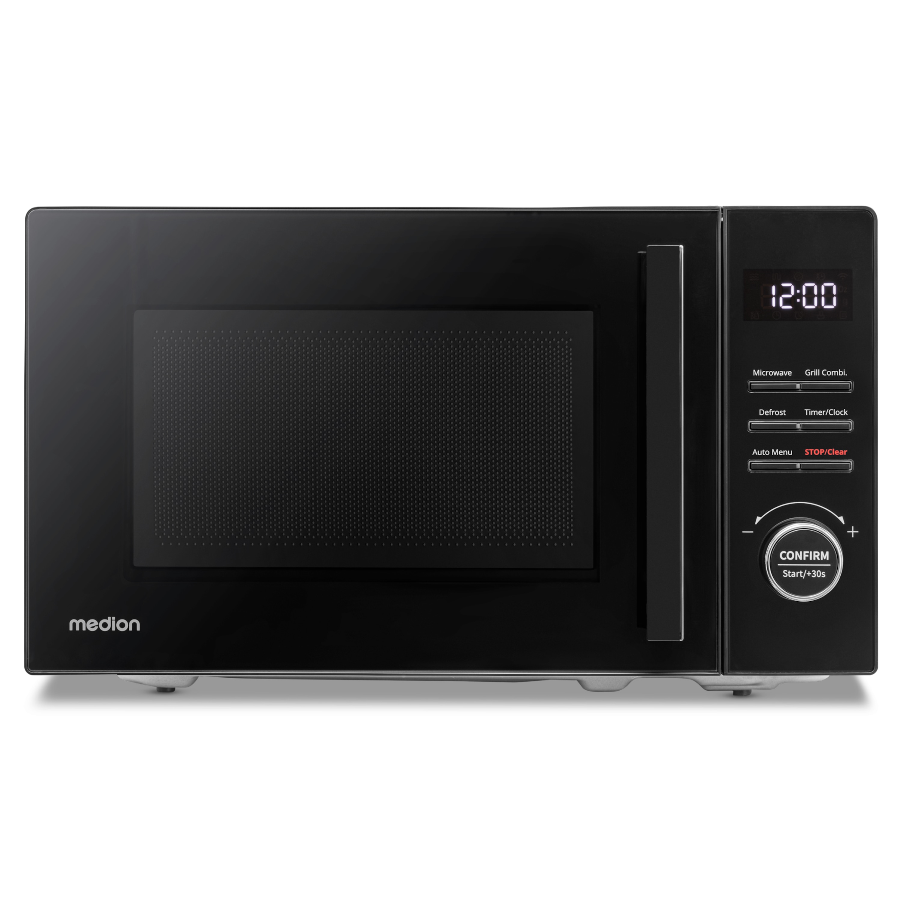MEDION® LIFE® 2 in 1 Mikrowelle MD12021, 800 Watt Mikrowellenleistung, 1000 Watt Grillleistung, 9 Automatikprogramme, 20 L Kapazität, 5 Leistungsstufen, digitaler 95 min. Timer, Auftaufunktion