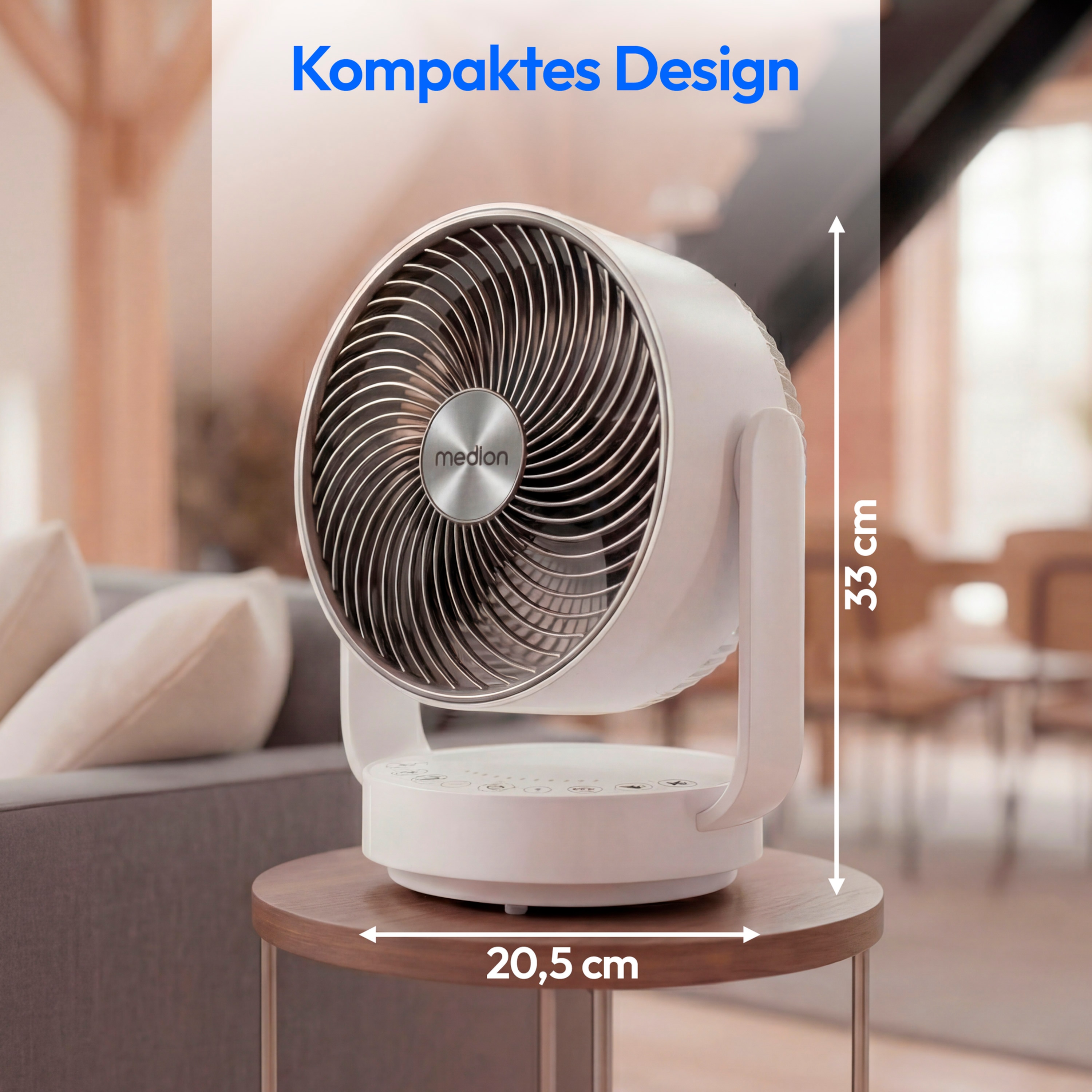 MEDION® LIFE P20 DF Tischventilator (MD 100141), 7 Geschwindigkeitsstufen, 28 Watt Leistung, zuschaltbare Schwenkfunktion, inkl. magnetischer Fernbedienung