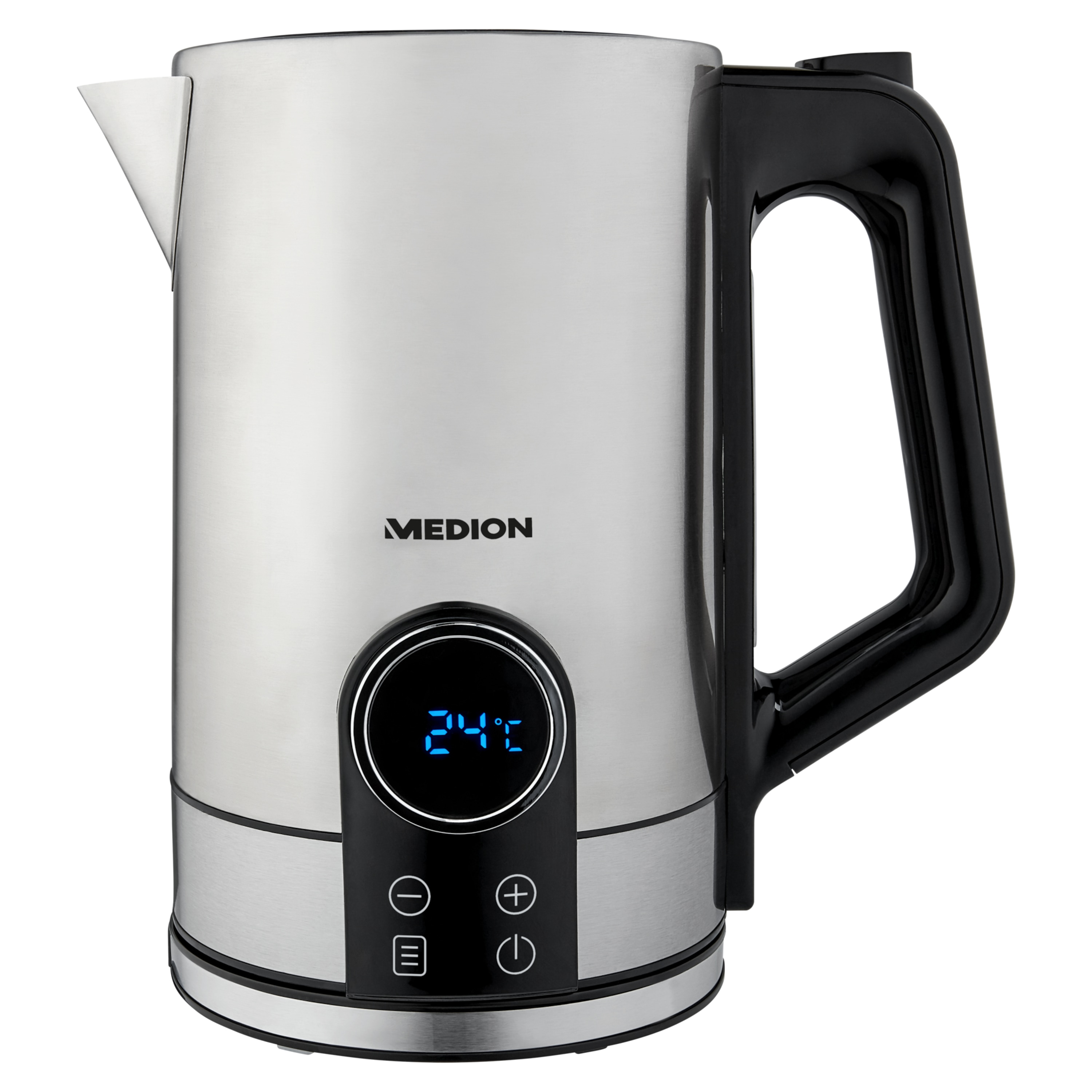 MEDION® Frühstücks-Set MD 10220, Set bestehend aus Wasserkocher, Toaster und Kaffeemaschine, modernes Design, großes LED-Display, hochwertiger Edelstahl