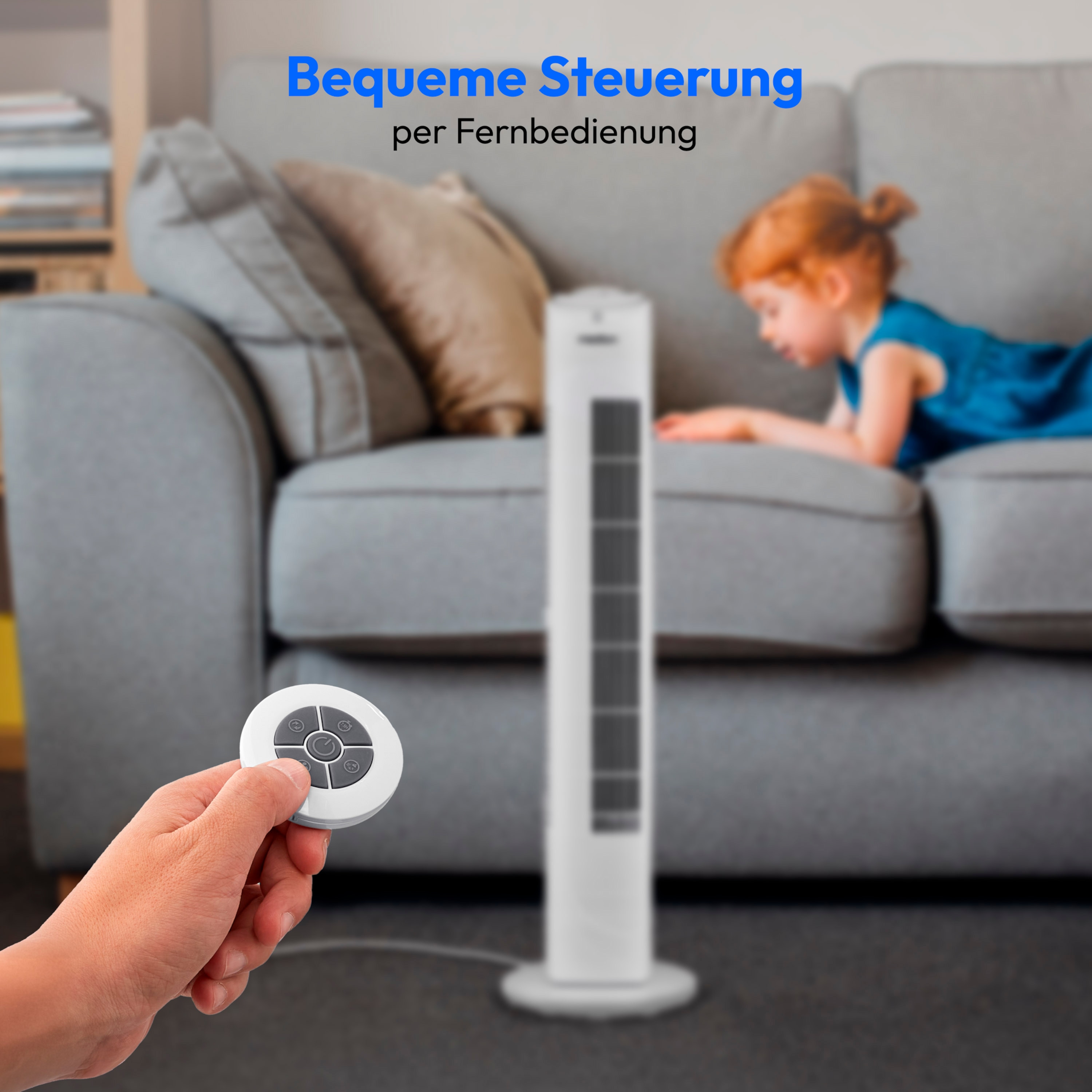 MEDION® LIFE E11 TF Turmventilator (MD 12067), 3 Geschwindigkeitsstufen, 45 Watt Leistung, Timerfunktion, inkl. Fernbedienung