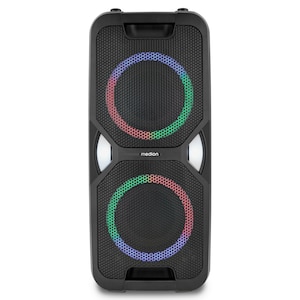 MEDION® LIFE PE-1 Pure Partylautsprecher, PLL-UKW Radio, Bluetooth® 5.4, satter Sound, verschiedene Lichteffekte, X-Bass Bassanhebung, inkl. Mikrofon, 2 x 25 W RMS Ausgangsleistung