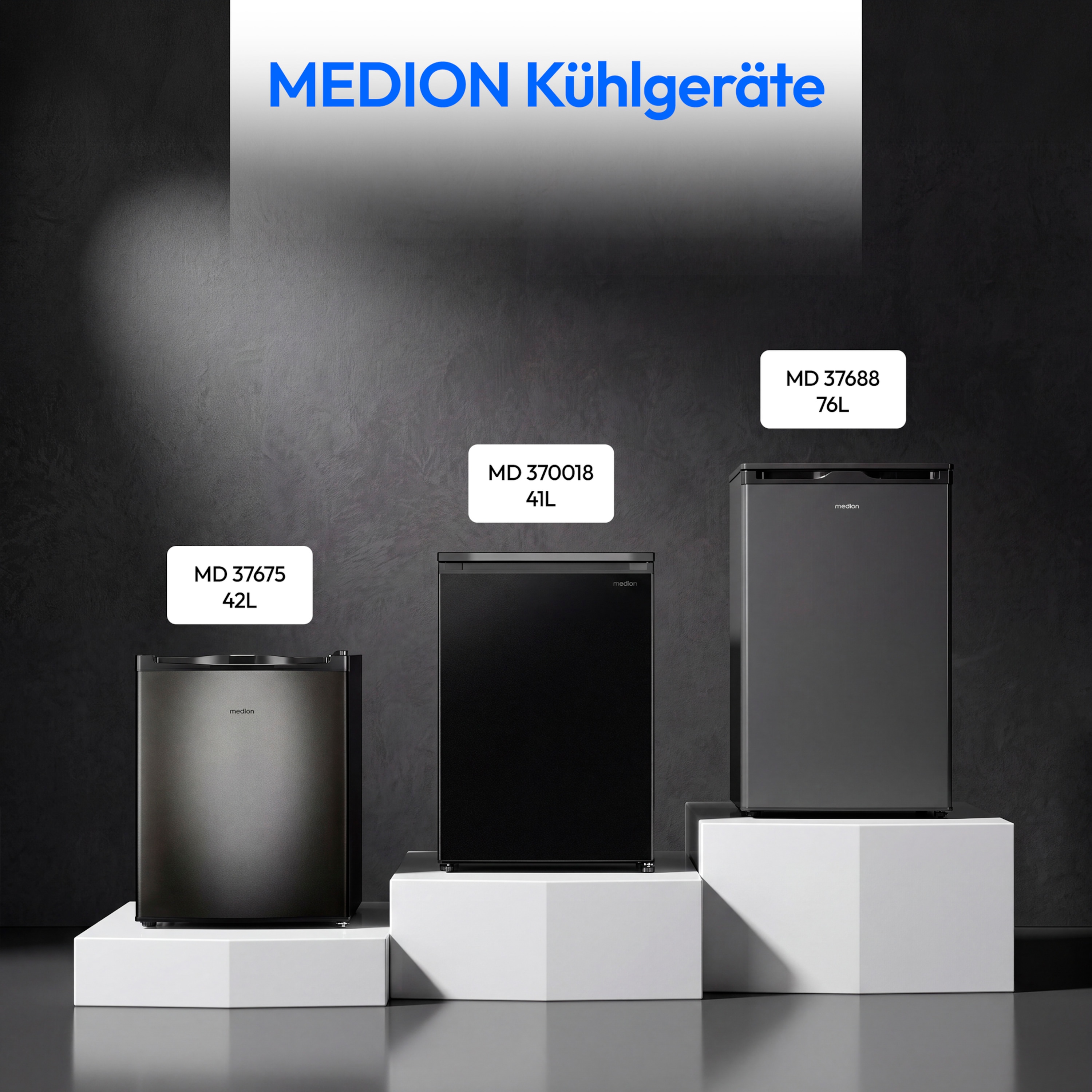 MEDION® LIFE Gefrierschrank MD370018 Schwarz, 85 L Nutzinhalt, 3 Türfächer, manuelle Abtauung, Temperaturbereich 0–5 °C, Energieklasse C, leiser Kompressorbetrieb (39 dB), wechselbarer Türanschlag