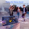MEDION® LIFE P66538 Retro-Boombox blau, DAB+/PLL-UKW Radio, Bluetooth® 5.3 für das Abspielen von Smartphone & Co, CD-Player, Kassettendeck, X-Bass Funktion, 2 x 10 W RMS