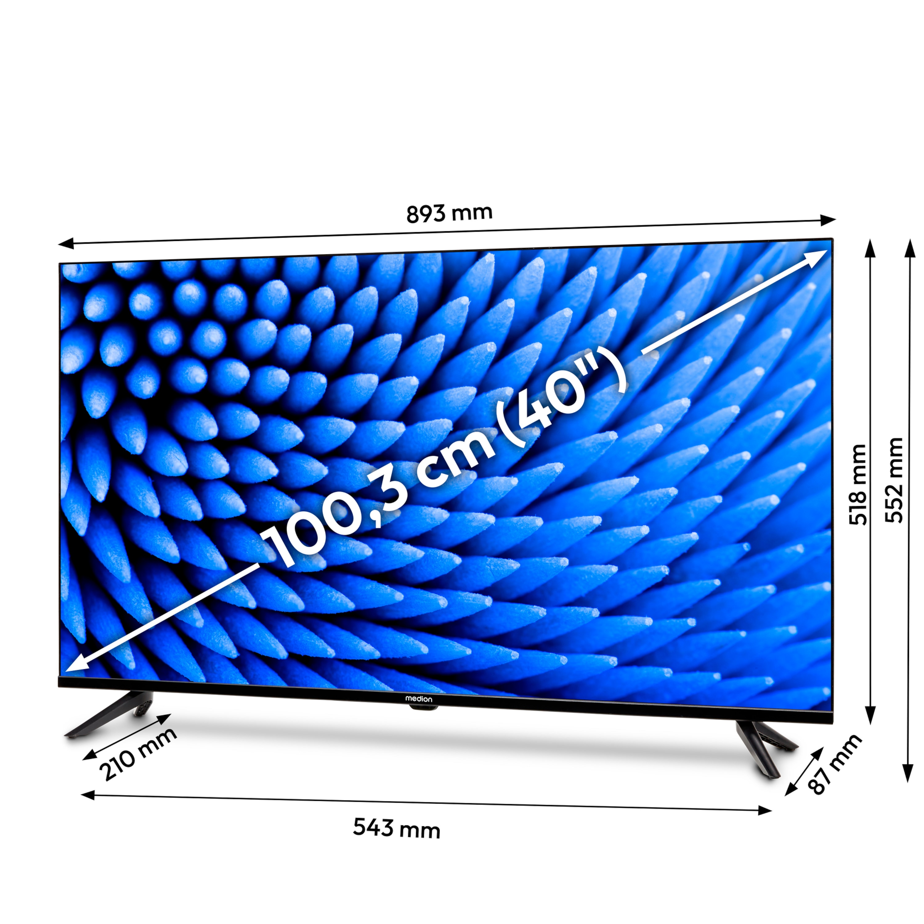 MEDION® LIFE® E8402500 (MD 840000) TV, 100,3 cm (40''), Full HD, HD Triple Tuner, integrierter Mediaplayer, CI+ Schnittstelle