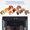 MEDION® LIFE® P20 XXL Twin Doppelzonen-Heißluftfritteuse MD 11760, 100 Rezepte in der Life+ App, 2 separate Garzonen, 9 Automatikprogramme, 8,7 L Gesamt-Nutzinhalt, 2.600 Watt, Temperatur einstellbar bis 200 °C
