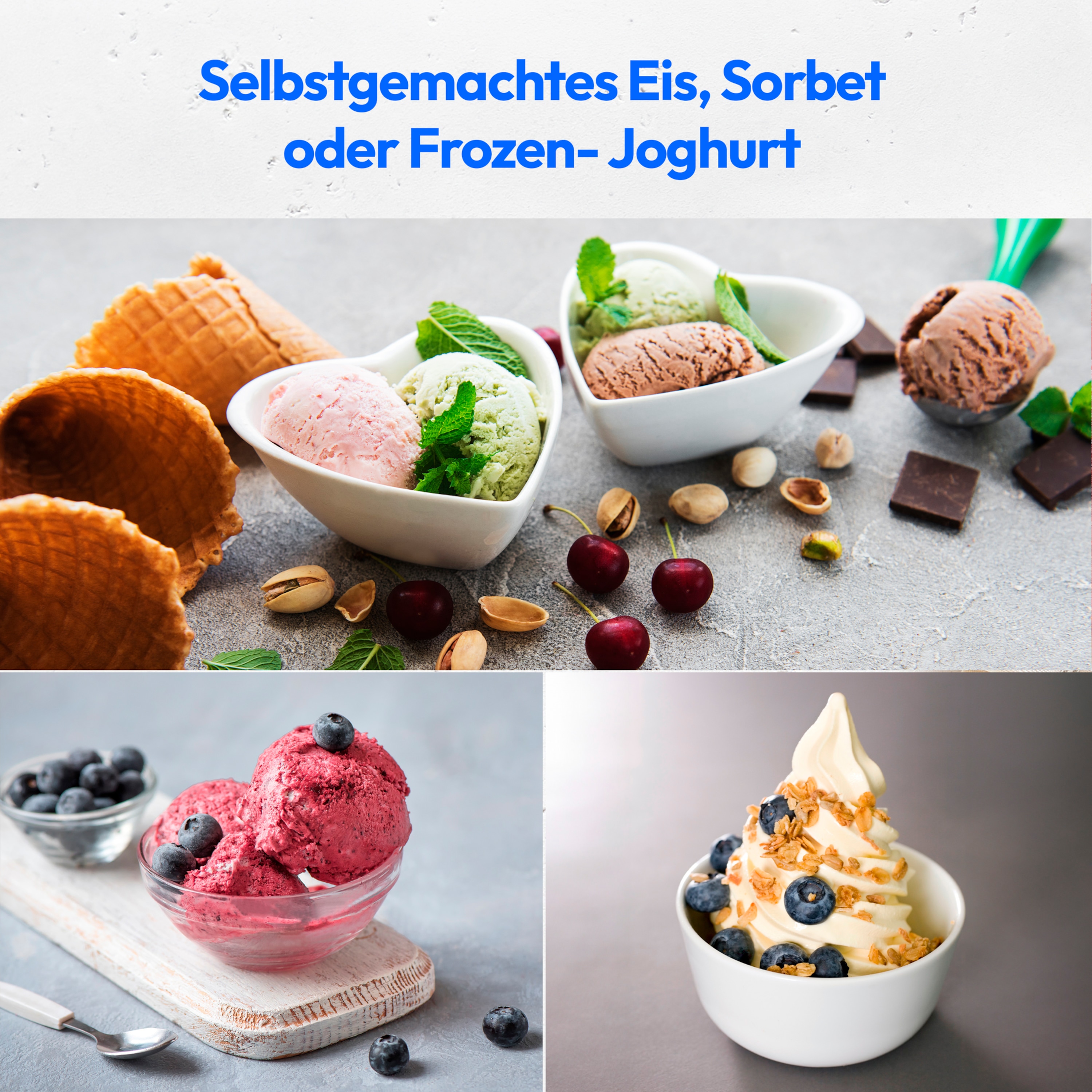 MEDION® LIFE® Eismaschine MD 10169, Kapazität für 1 L Eis, kein Vorkühlen notwendig, entnehmbarer Aluminium-Eisbehälter, geeignet für die Zubereitung von Eiscreme, Frozen Yoghurt & Sorbet