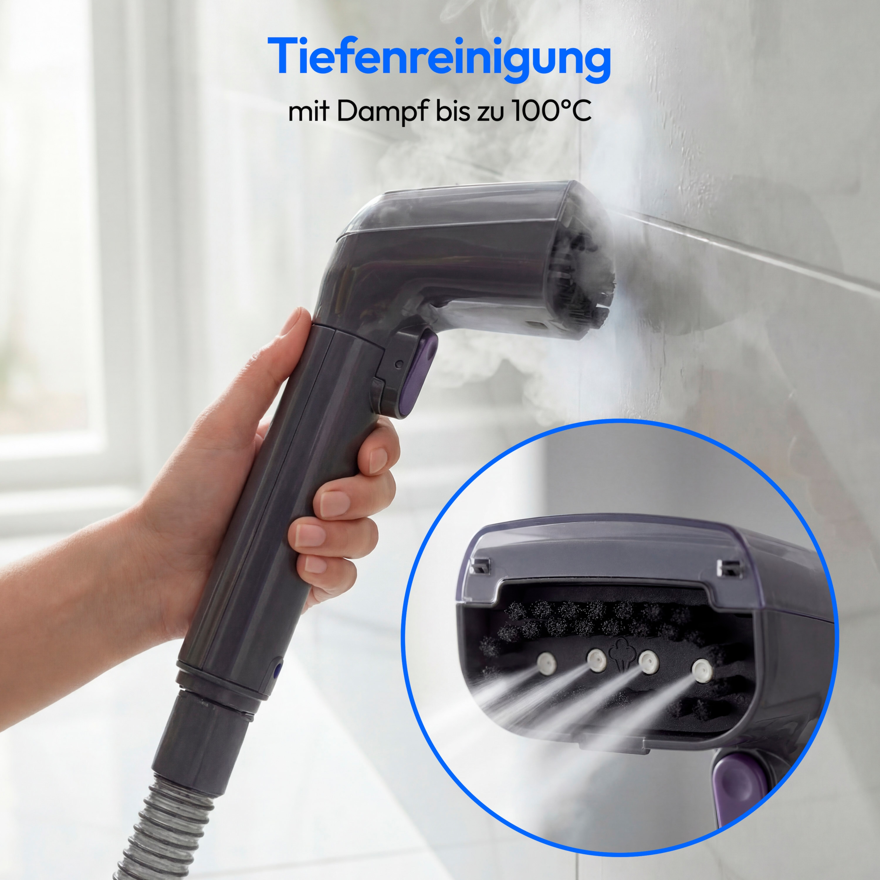 MEDION® X10 UC Polster- und Teppichreiniger (MD100123), 3 Reinigungsmodi, 12 kPa Saugkraft, 1250 ml Frischwassertank, 950 ml Schmutzwassertank, IPX4, mit Tragegriff und Rollen
