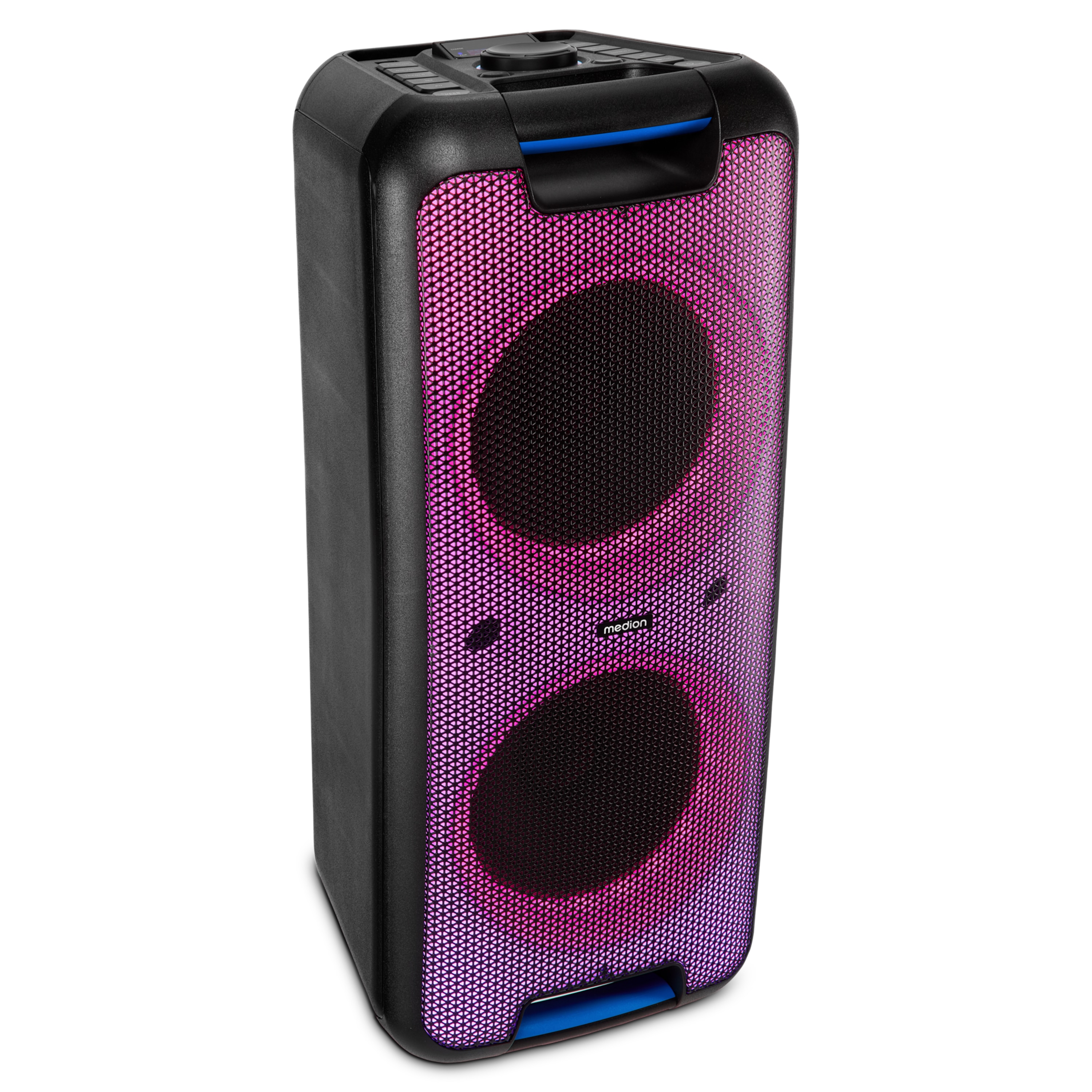 MEDION® LIFE® PX-1 Plus Partylautsprecher, tragbares Bluetooth® Soundsystem, verschiedene Lichteffekte, satter Sound, True Wireless Stereo Funktion, 2 x 50 W RMS