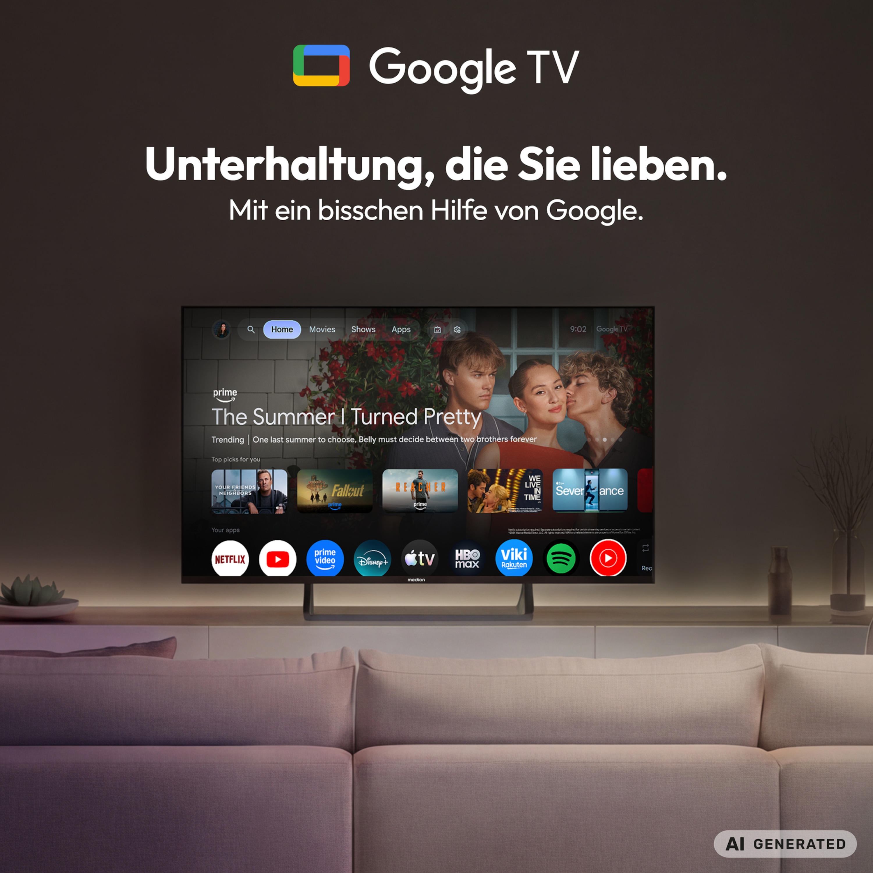 MEDION® LIFE MD 843401 Google TV™ (2026), 108 cm (43'') Ultra HD Display, HDR (High Dynamic Range), Dolby Vision®, MEMC, Bluetooth®, PVR ready, Netflix, Prime Video, Disney+, App Store