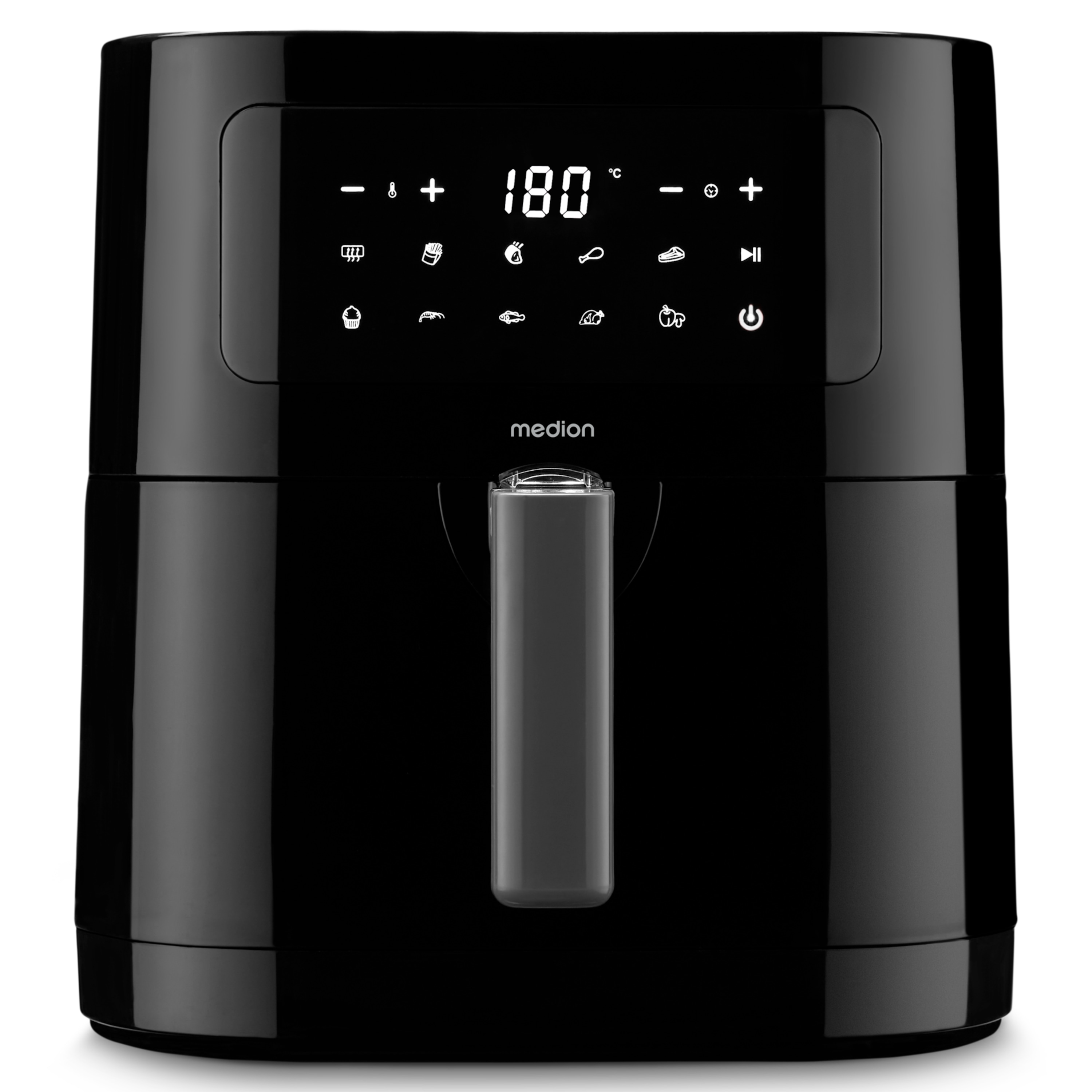 MEDION® LIFE® E40 XL Heißluftfritteuse MD 11740, 100 Rezepte in der Life+ App, ölfreies Frittieren, 9 Automatikprogramme, 5,2 L Korbvolumen