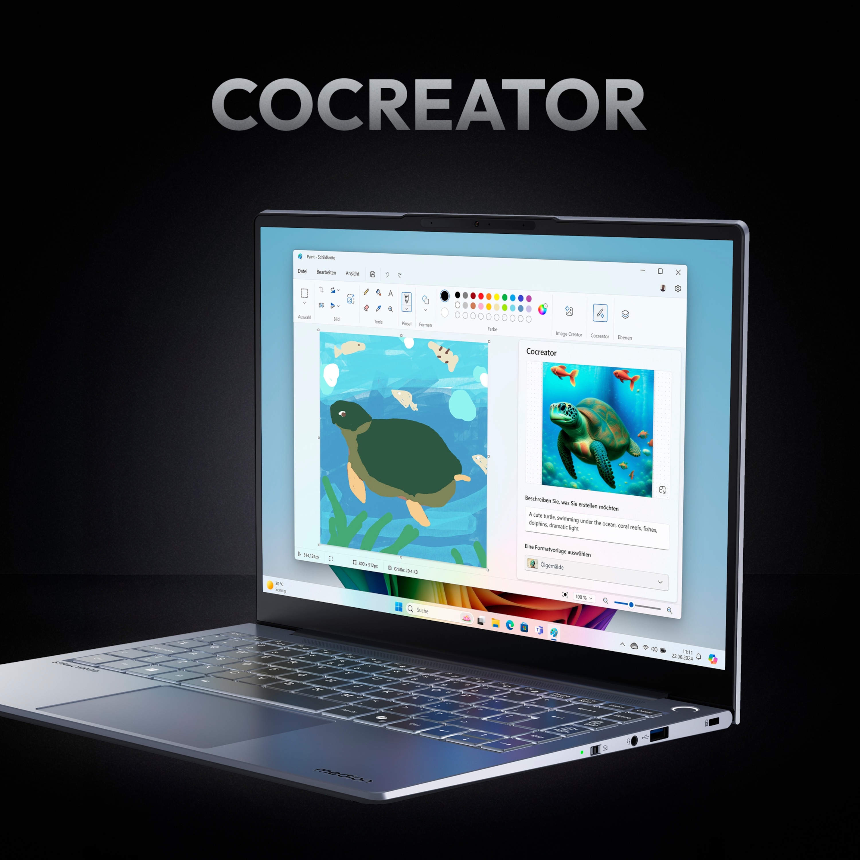 MEDION® SPRCHRGD 14 S2; Copilot+ PC, Intel® Core™ Ultra 7 258V , Windows 11 Home, 35,56 cm (14“) 2,8K Display, 1 TB SSD, 32 GB RAM