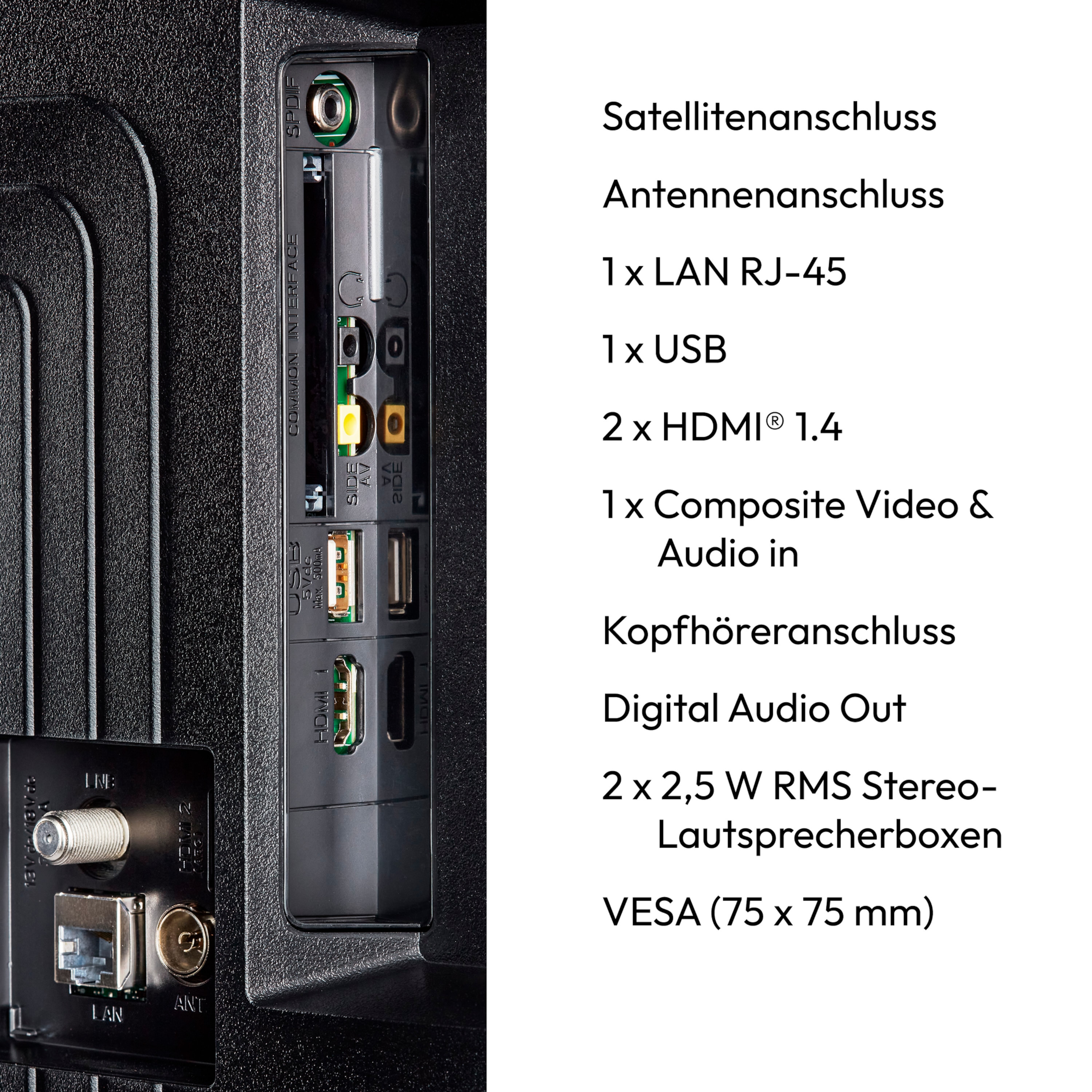 MEDION® LIFE® P8242501 (MD 824101) Smart-TV, 59,8 cm (24'') HD Display, HDR, PVR ready, Bluetooth®, VIDAA App Store, NETFLIX, Disney+, Paramount+ & Amazon Prime Video App