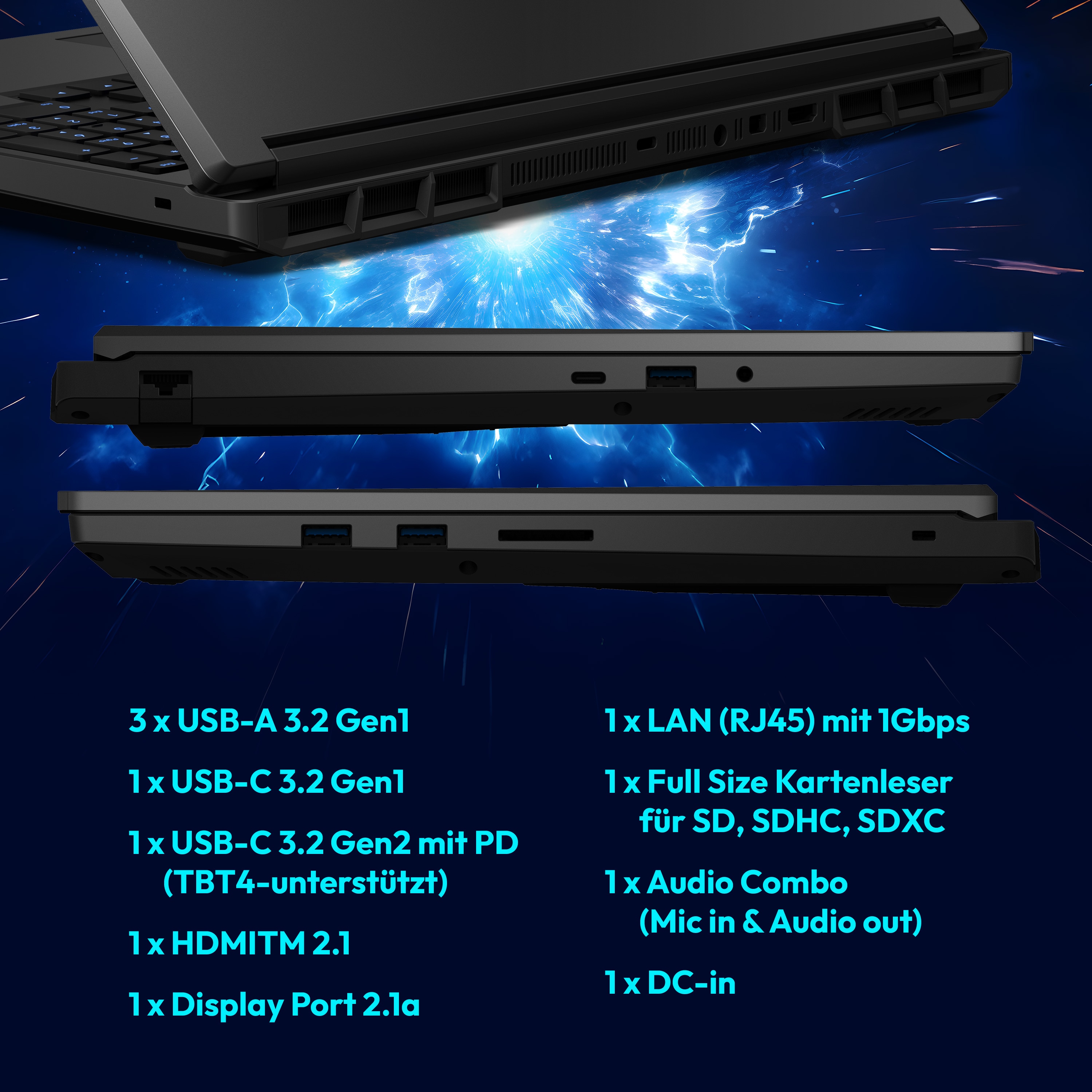 MEDION® ERAZER Major 16 X1 High-End Gaming Laptop, Intel® Core™ Ultra 7 Prozessor 255HX, Windows 11 Home, 40,6 cm (16”) QHD+ Display 100% sRGB mit 300 Hz, RTX 5070 Ti, 2 TB PCIe SSD, 32 GB RAM