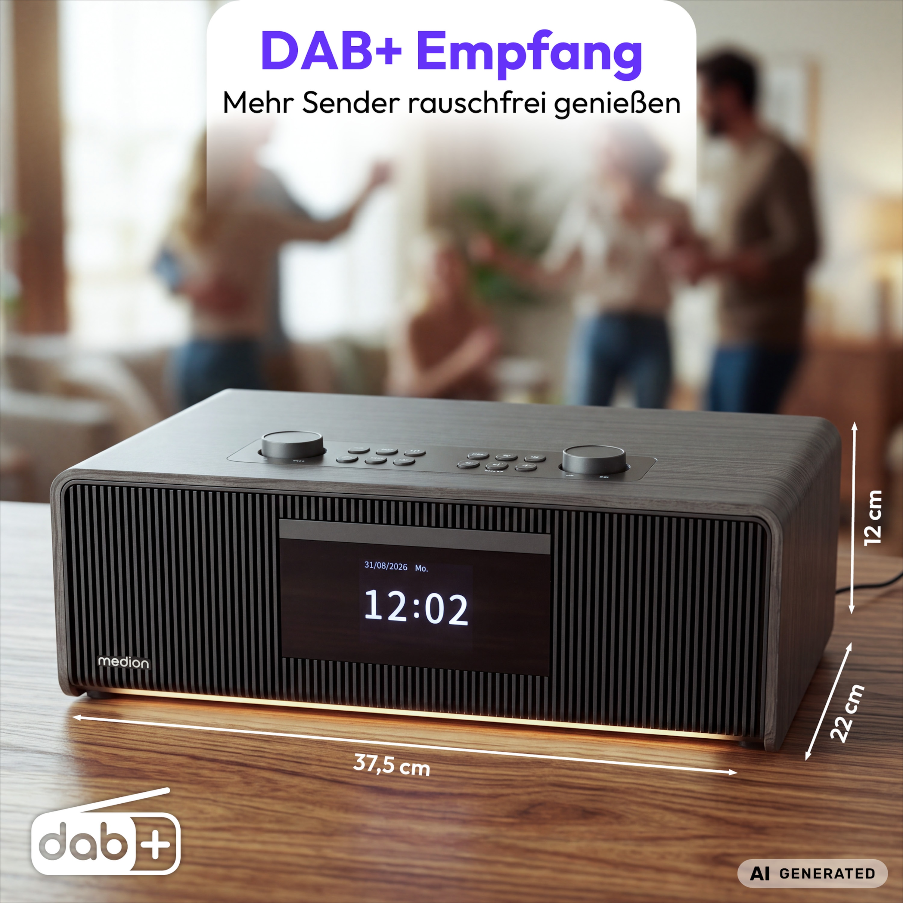 MEDION® LIFE DRP-1 All-in-One Audio System, Bluetooth® 5.3, DAB+/PLL-UKW Radio, 2,8" TFT-Farbdisplay, CD/MP3-Player, 2 x 20 W RMS