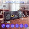 MEDION® LIFE P66538 Retro-Boombox schwarz, DAB+/PLL-UKW Radio, Bluetooth® 5.3 für das Abspielen von Smartphone & Co, CD-Player, Kassettendeck, X-Bass Funktion, 2 x 10 W RMS
